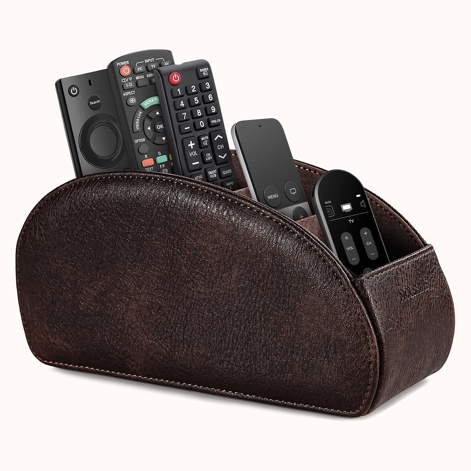Remote Control Houder met 5 Compartimenten, PU Leer