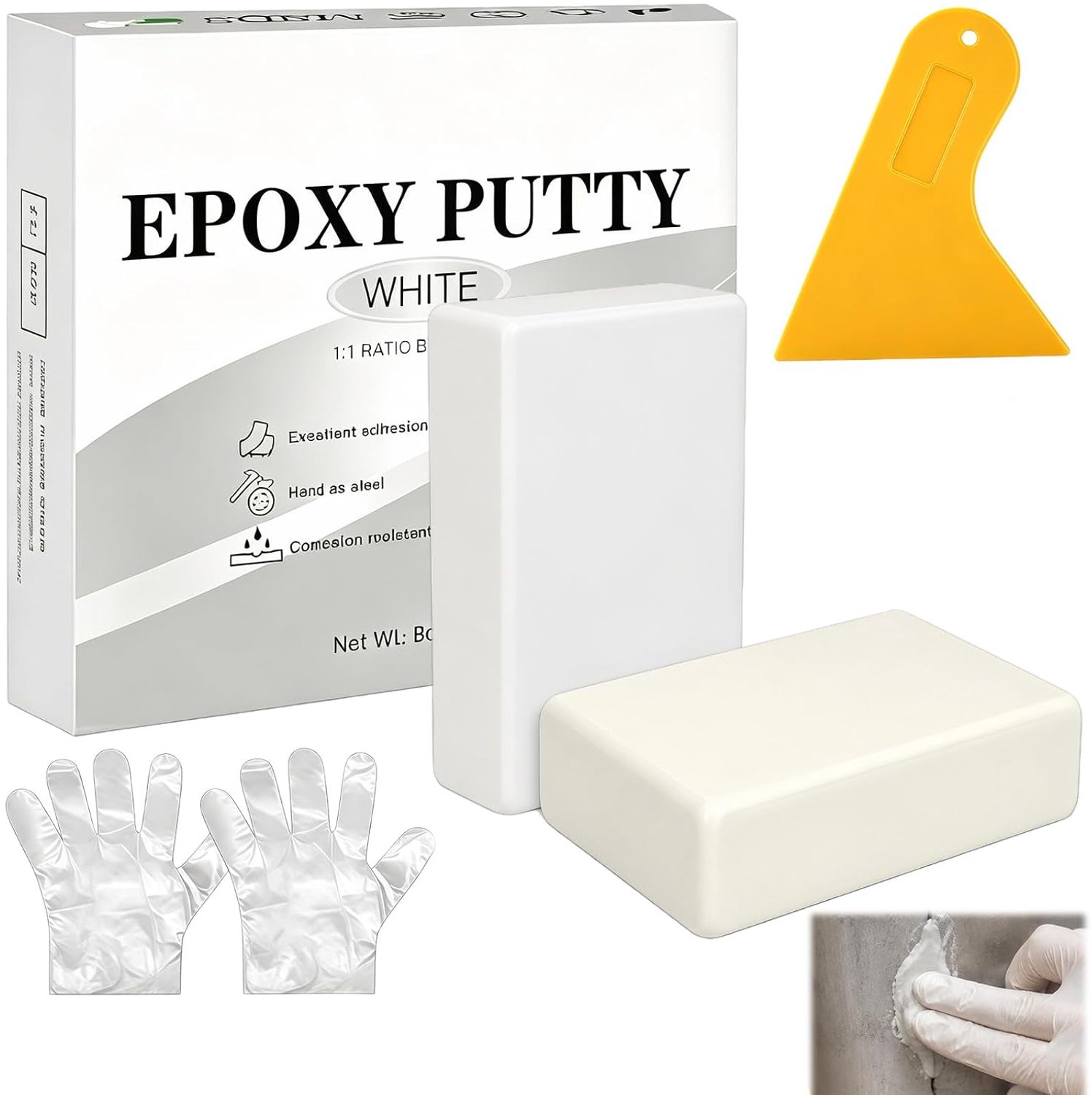 340 g twee-componenten epoxy reparatiepasta, reparatiekit voor onder water en droog, epoxylijm voor metaal, tegels, hout, keramiek, vullen en modelleren, wit, robuust en duurzaam