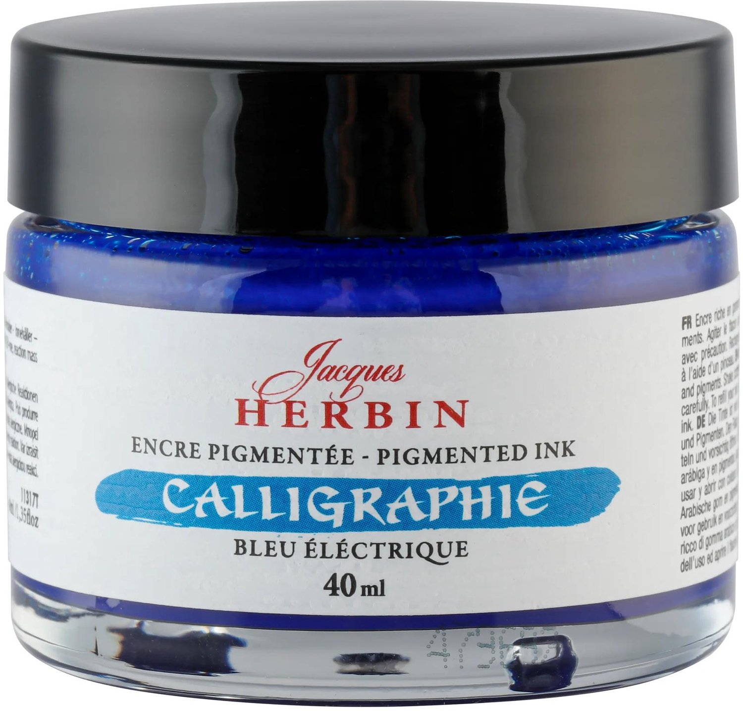 Jacques Herbin Kalligrafie Inkt – Gepigmenteerde Inkt voor Dip Pen en Kroontjespen – Elektrisch blauw – 40 ml