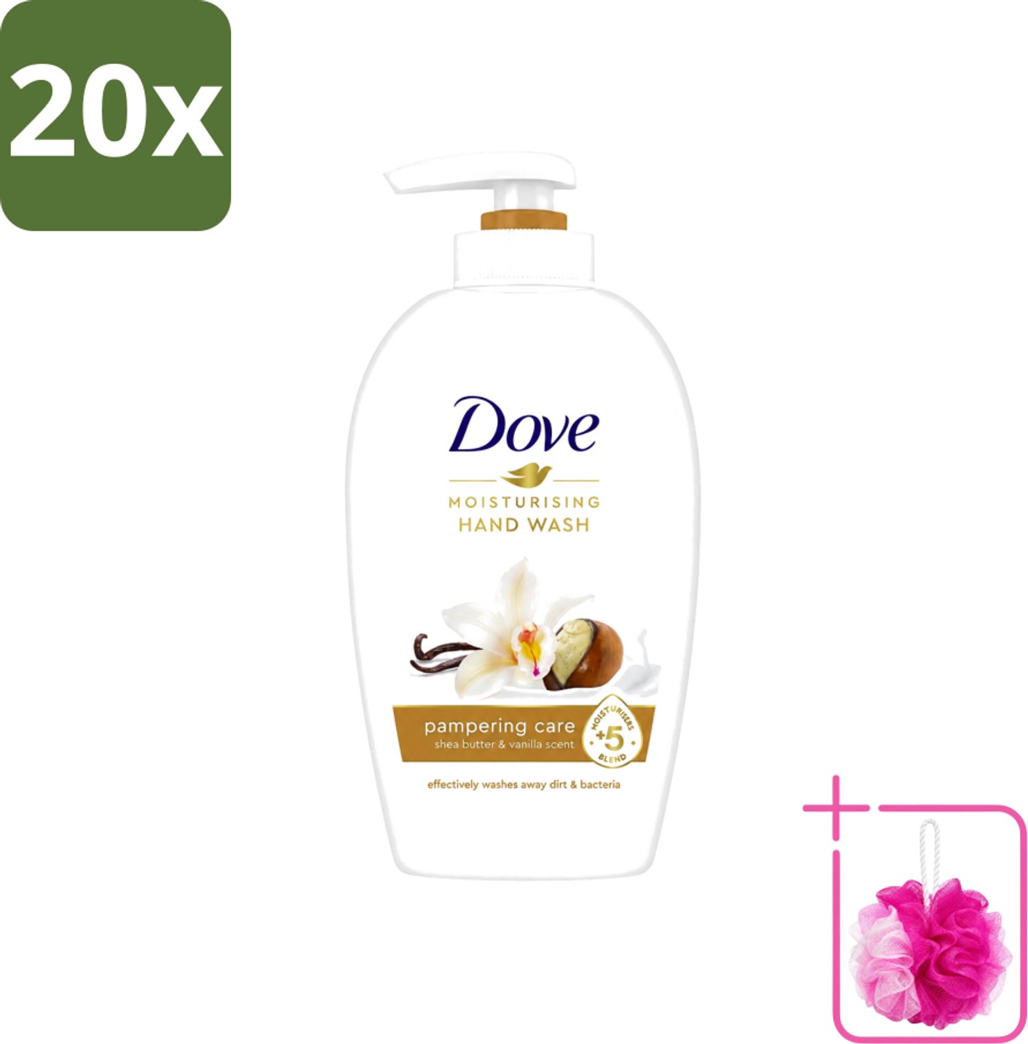 20 x Dove - Handzeep - Pampering Care - Verzachtend - 250 ml - Bulkverpakking - Handzeep - Douchemop - Shea butter