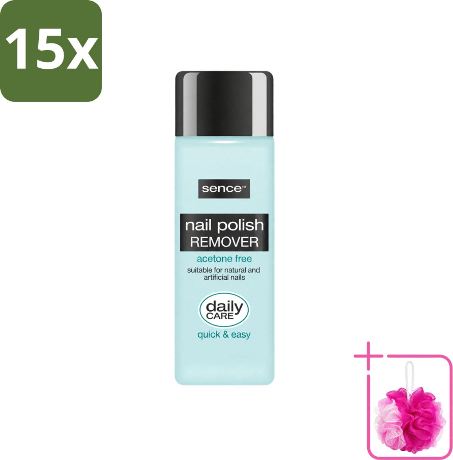 15 x Sence - Acetonvrij - Nagellakremover - Pompflacon - 175 ml - Bulkverpakking - Nagellak verwijderen - Douchemop - Acetonvrije nagellakremover