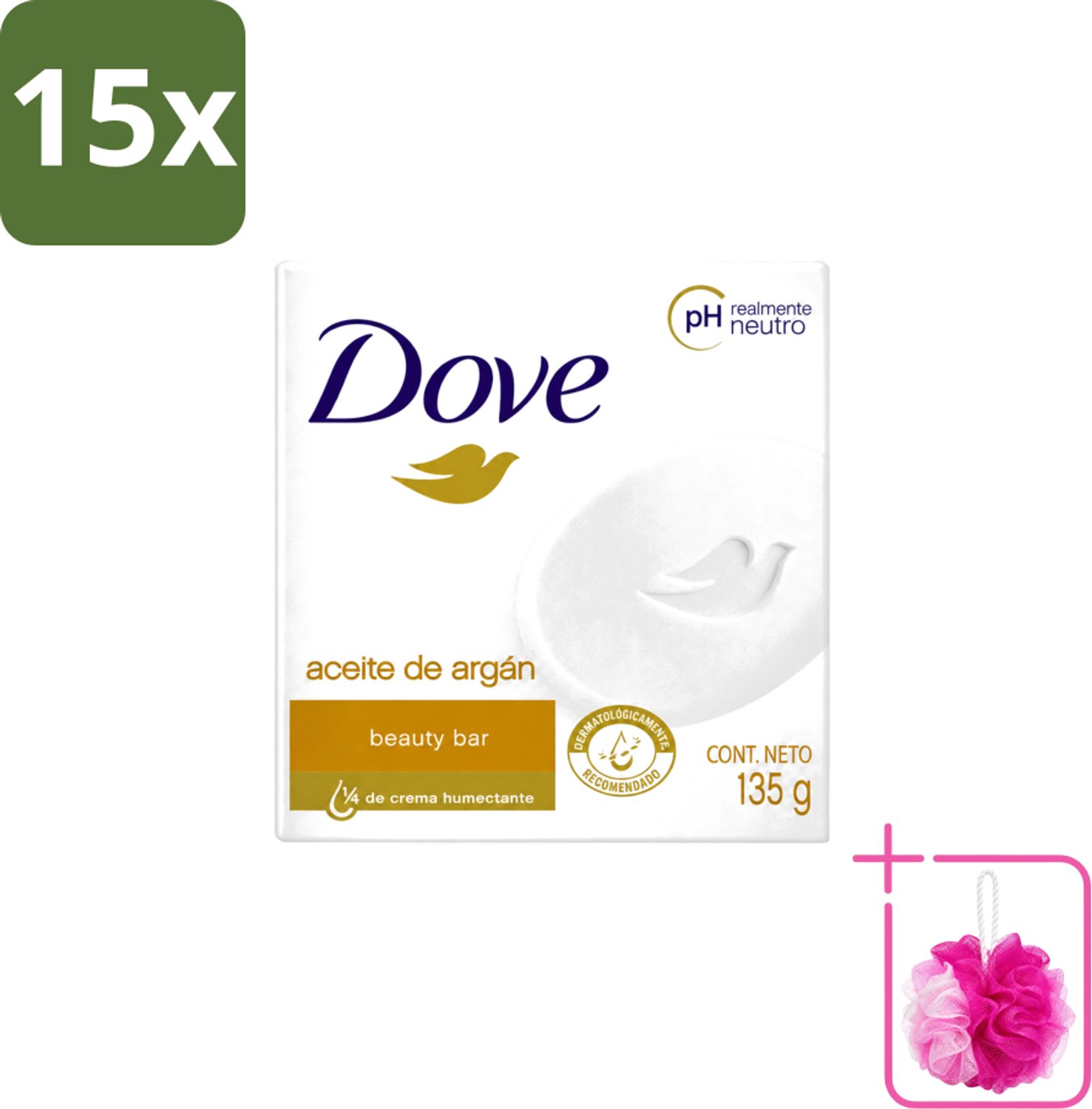 15 x Dove - Zeep - Arganolie - Verzorgend en hydraterend - 135 g - Bulkverpakking - Zeep - Douchemop - Arganolie