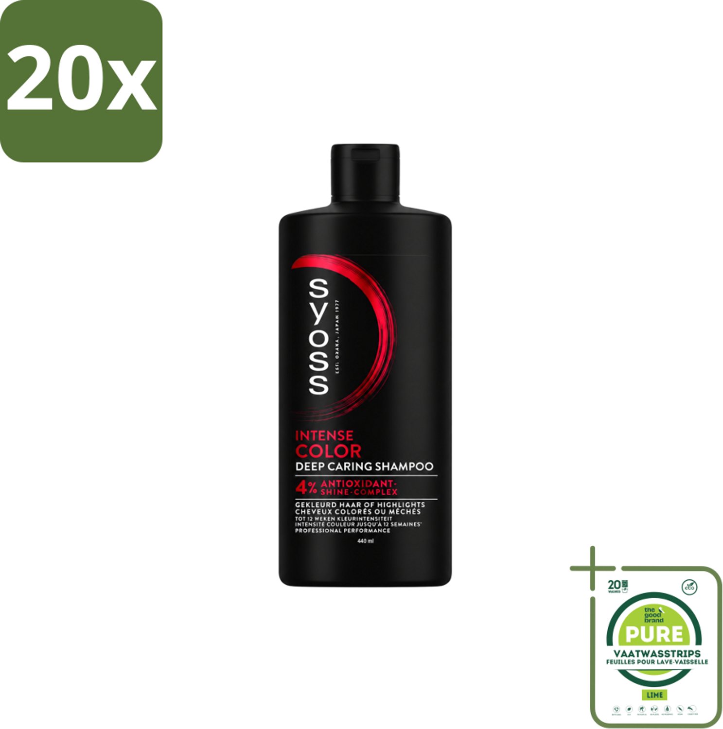 20 x Syoss – Shampoo – Color – 440 ml - Grootverpakking - Vaatwasstrips - Kleurbehoud - Glans - Kleurvervaging - Gekleurd Haar - Highlights