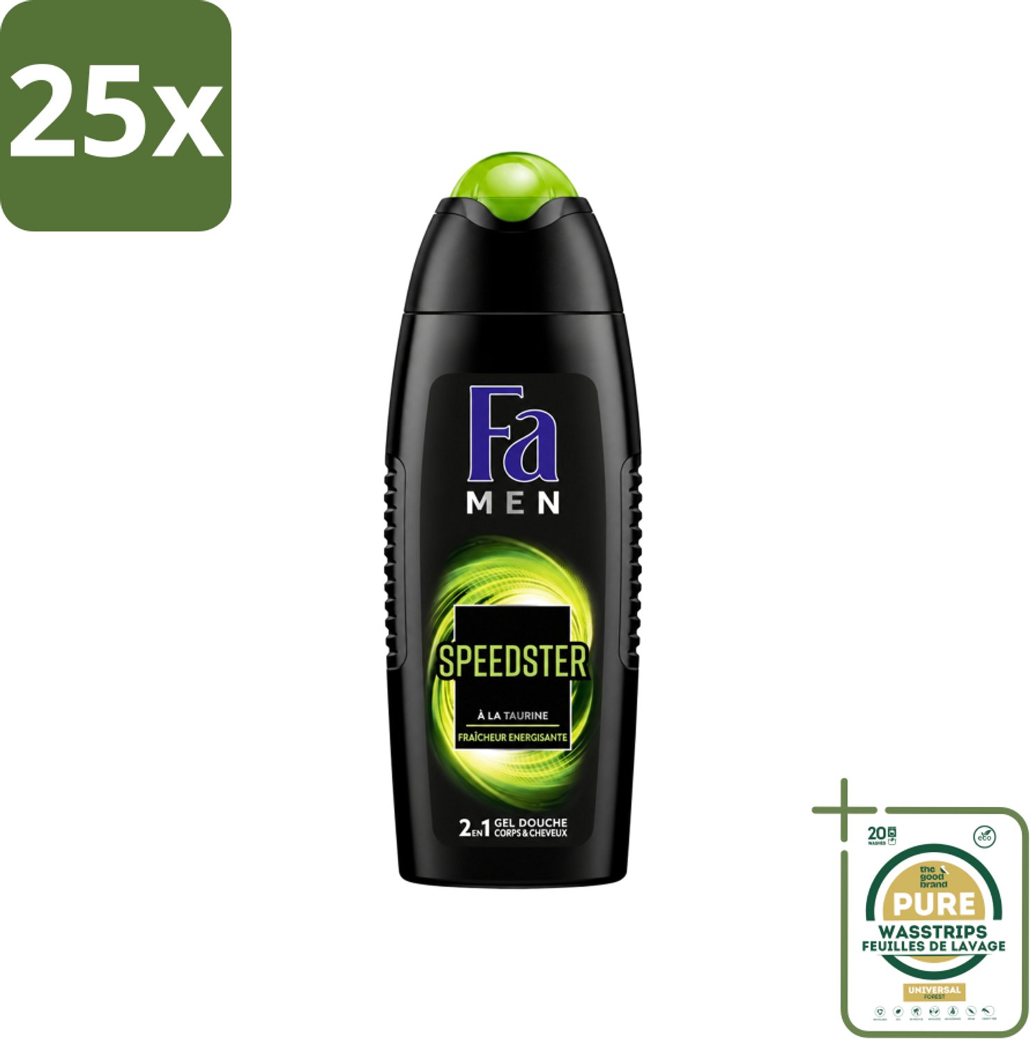 25 x Fa Men - Douchegel - Speedster - Verfrissend & Energiek - Langdurig - 250 ml - Wasstrips - Douchegel Mannen - Energieke Geur - Verfrissende Geur - Taurine - Langdurig Effect