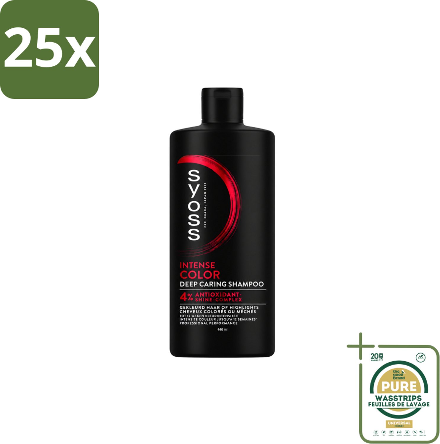 25 x Syoss – Shampoo – Color – 440 ml - Wasstrips - Kleurbeschermende Shampoo - Gekleurd Haar - Highlights - Kleurvervaging - Glans