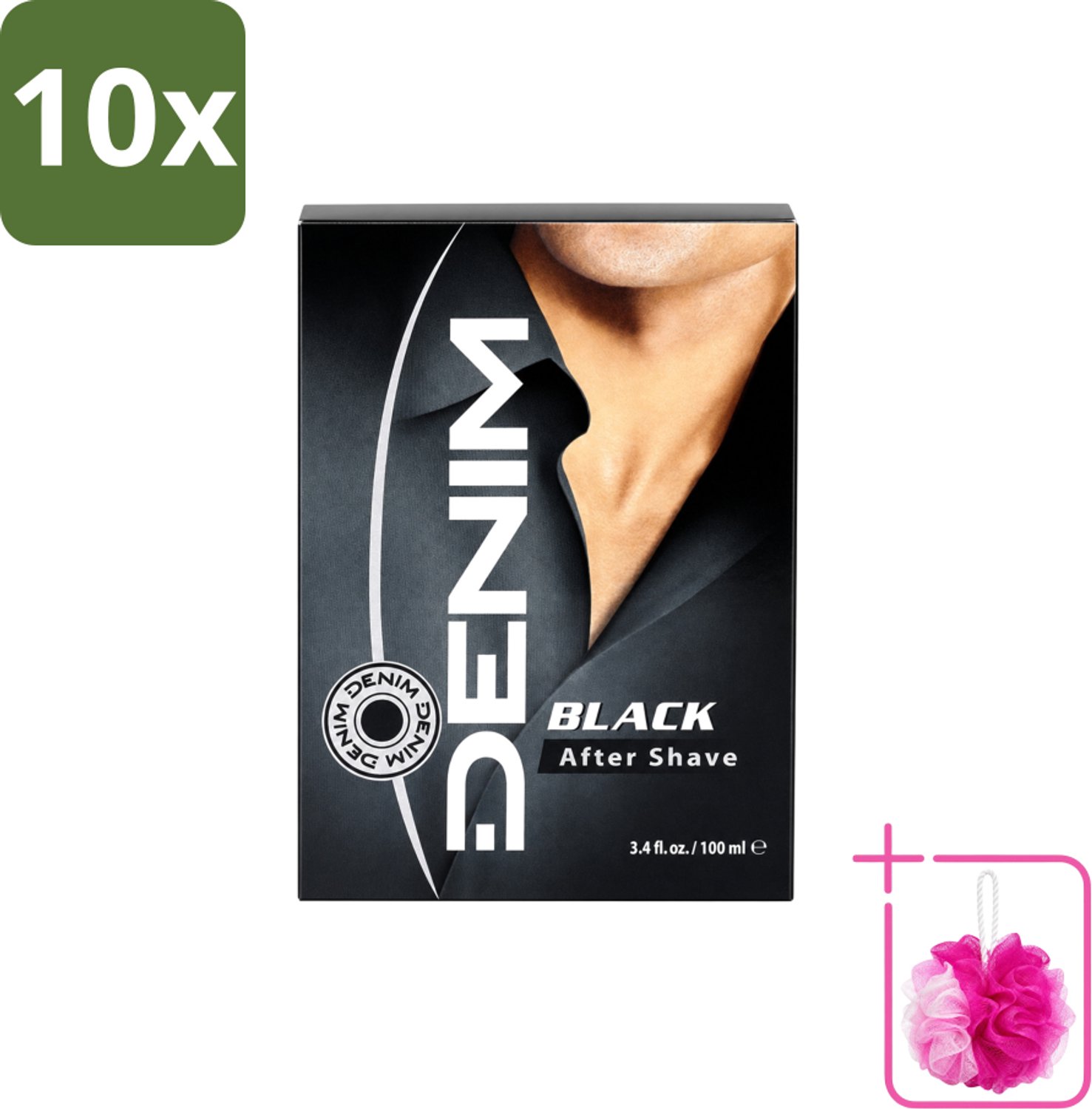 10 x Denim – Aftershave – Black – 100 ml - Bulkverpakking - Aftershave man - Douchemop - Aftershave voor mannen