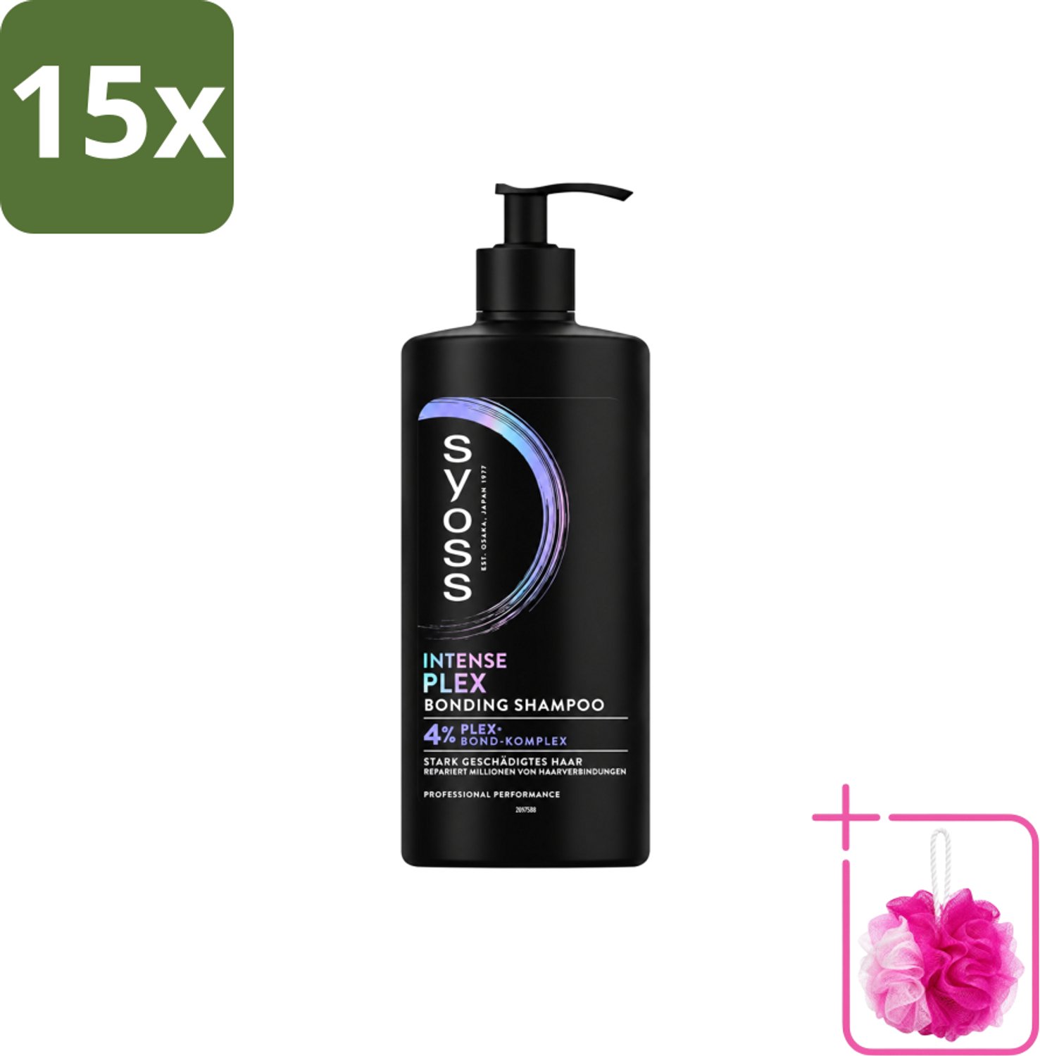 15 x Syoss – Shampoo – Intense Plex – 440 ml - Bulkverpakking - Haarherstel - Douchemop - Haarversterking