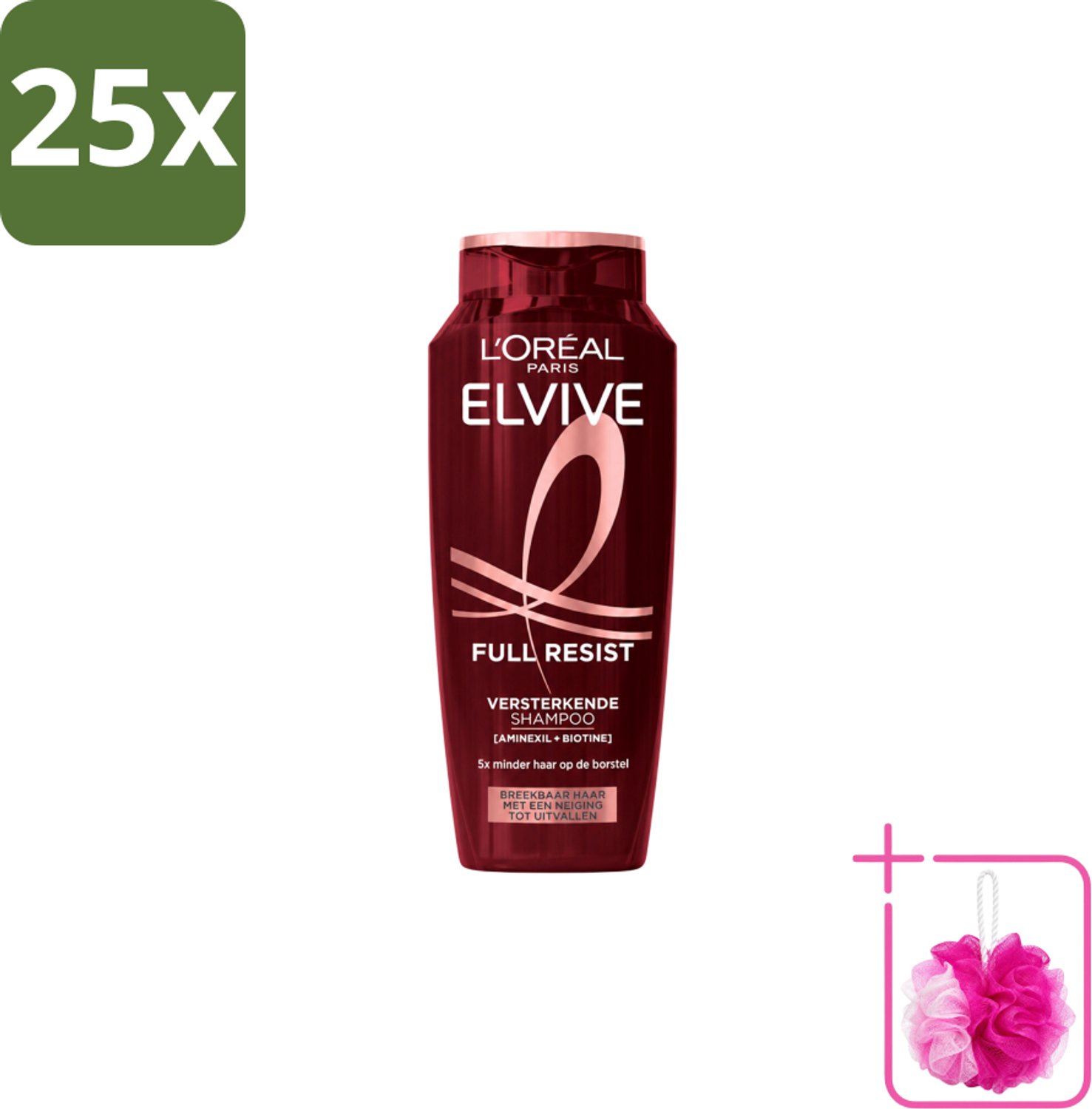 25 x L’Oréal Paris Elvive – Shampoo – Full Resist – Versterkend met Aminexil & Biotine – 250 ml - Bulkverpakking - Haarbreuk - Douchemop - Versterkend haar