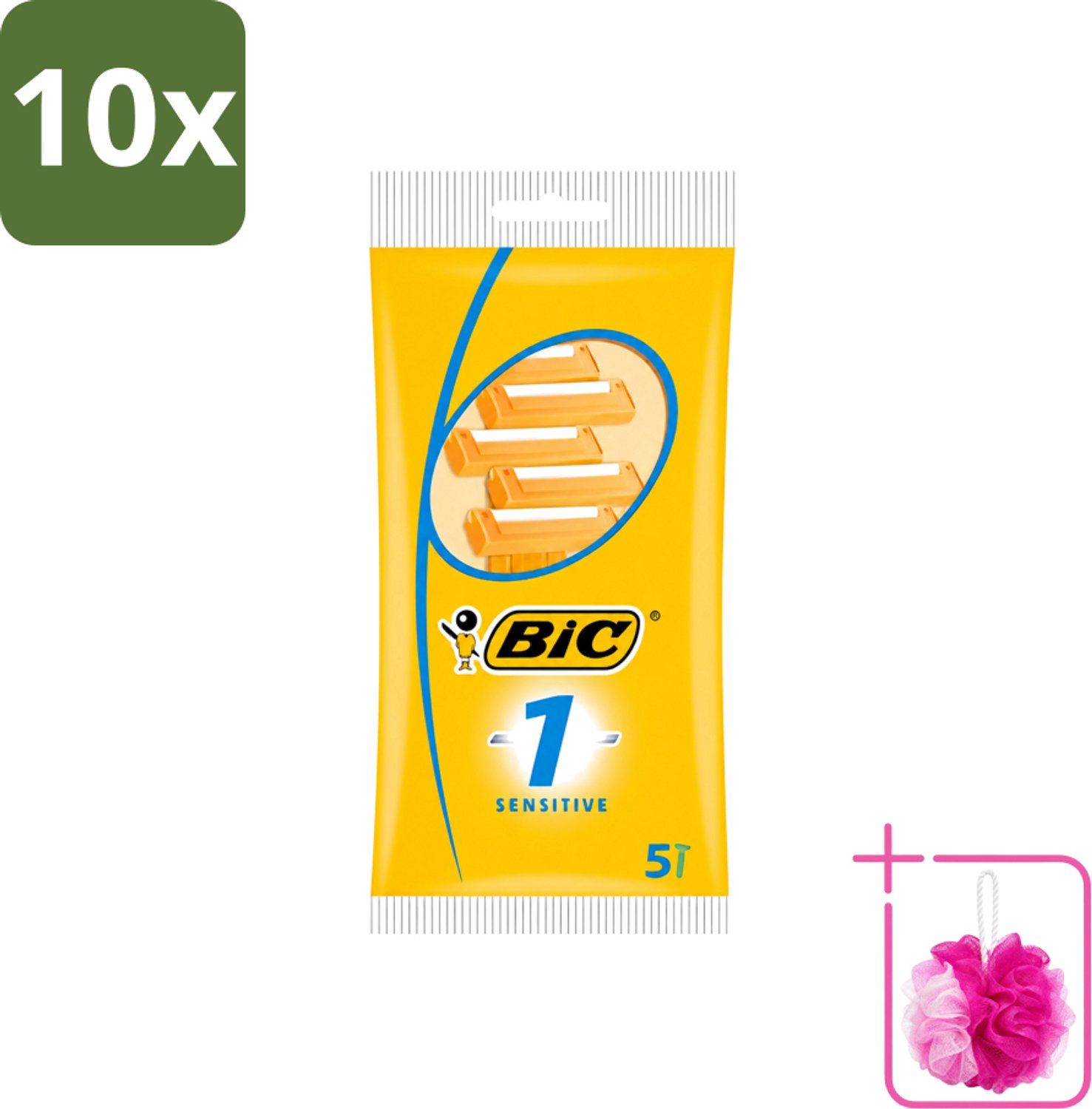 10 x Bic - Scheermesjes - Sensitive - Enkel Mesje - Wegwerpmesjes - 5 Scheermesjes - Bulkverpakking - Gevoelige huid - Douchemop - Wegwerpscheermes