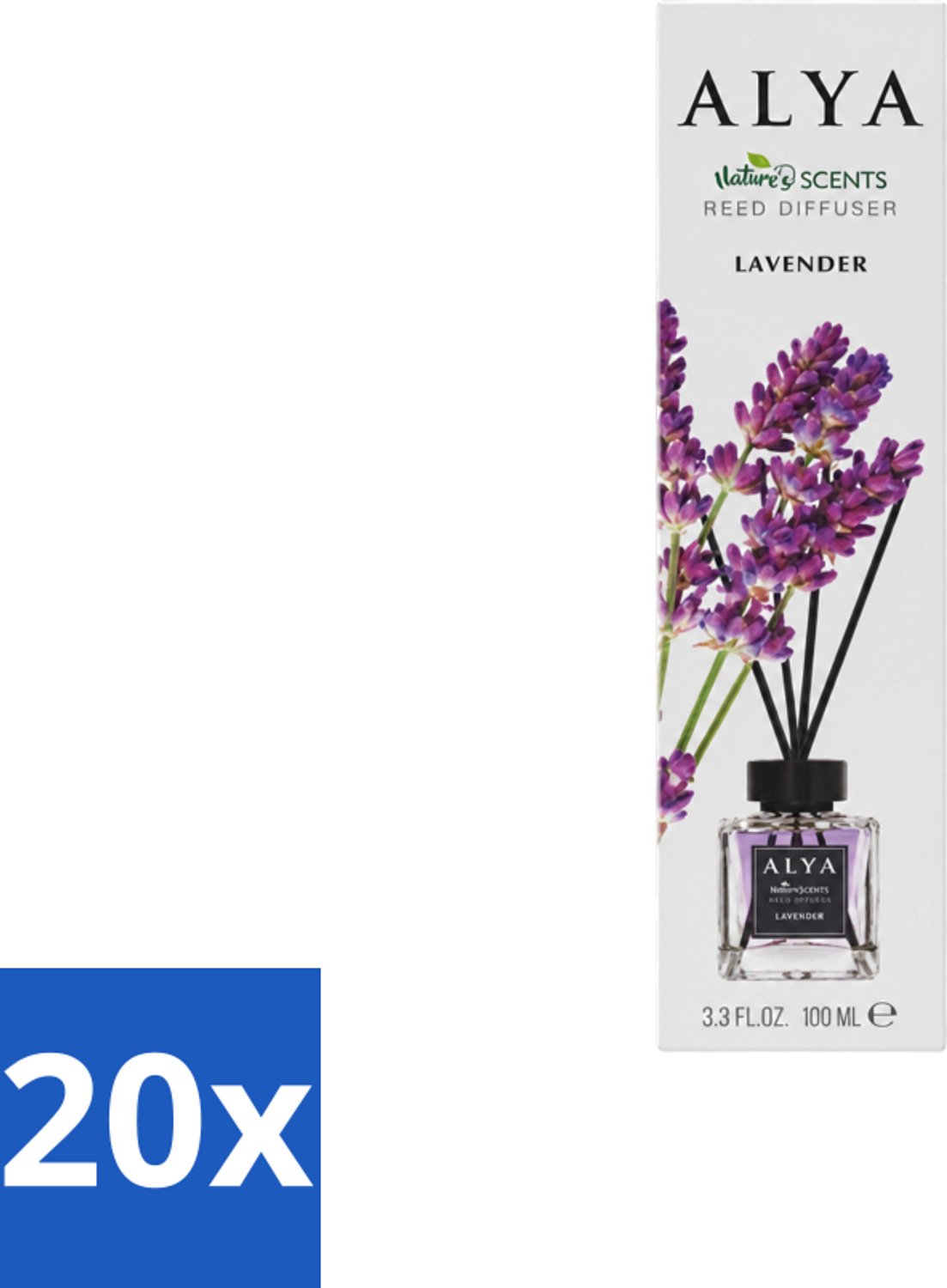 20 x Alya – Reed Diffuser – Lavender – Interieurparfum - Voordeelverpakking - 20 stuks