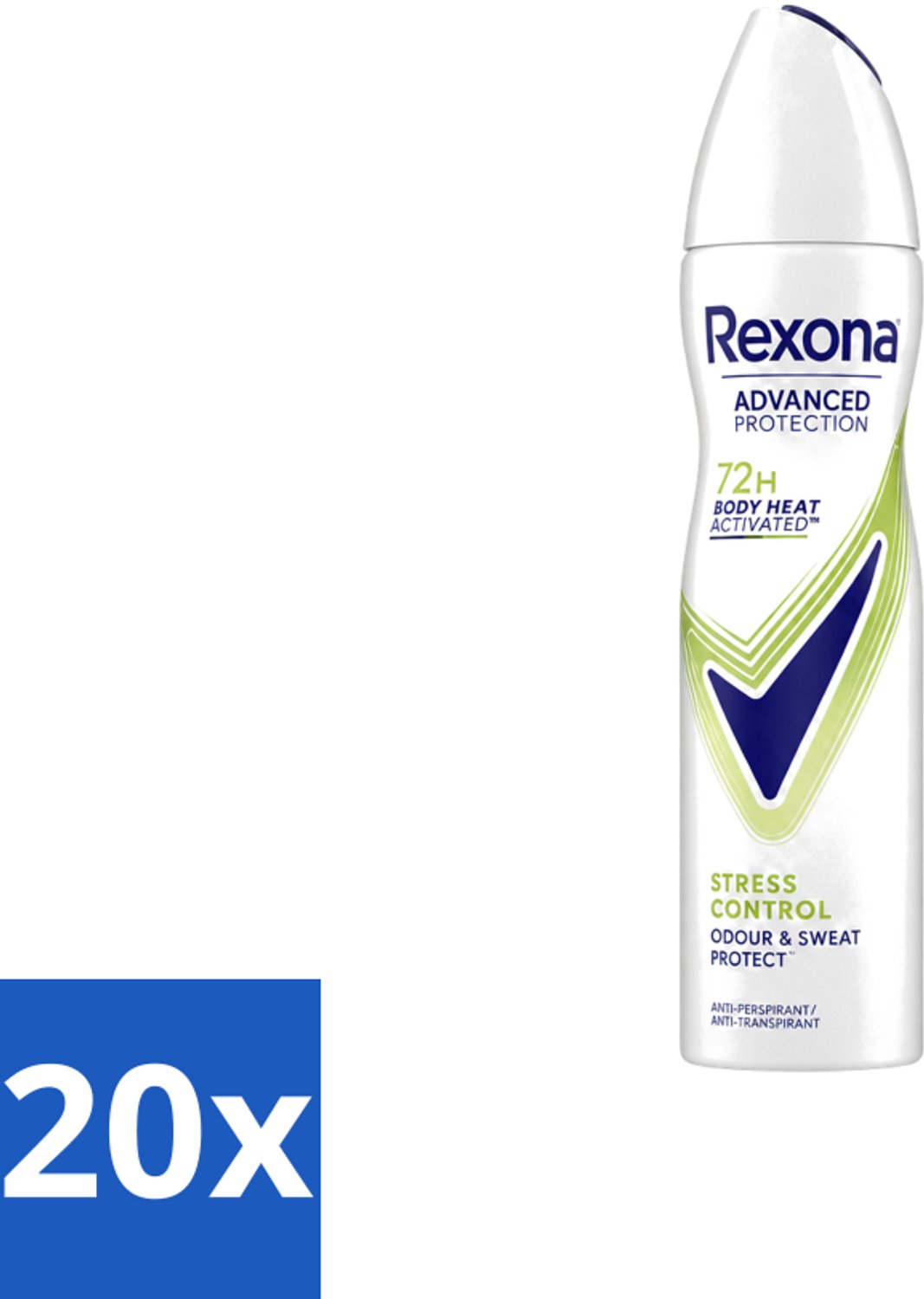 20 x Rexona – Deodorant Spray – Advanced Protection Stress Control – 150 ml - Voordeelverpakking - 20 stuks