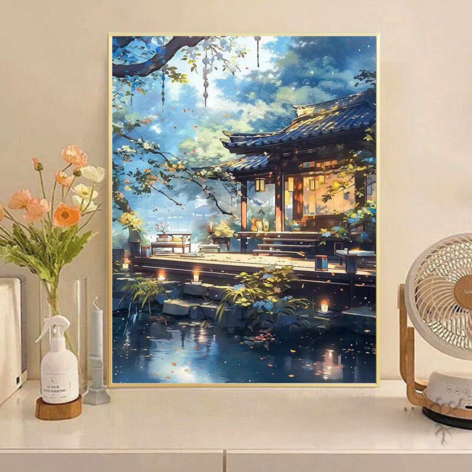 DIY kruissteekborduurpakket/Waterhuis/gedrukt kruissteekpatroon borduurpakket (frame niet inbegrepen) 40*50CM