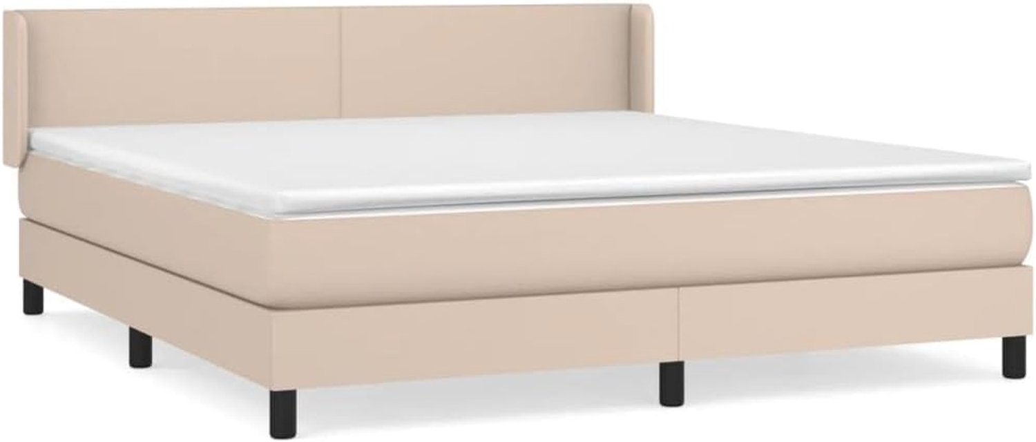 Kunstleer, cappuccino-bruin, 180x200 cm, met pocketveringmatras en in hoogte verstelbaar hoofdeinde