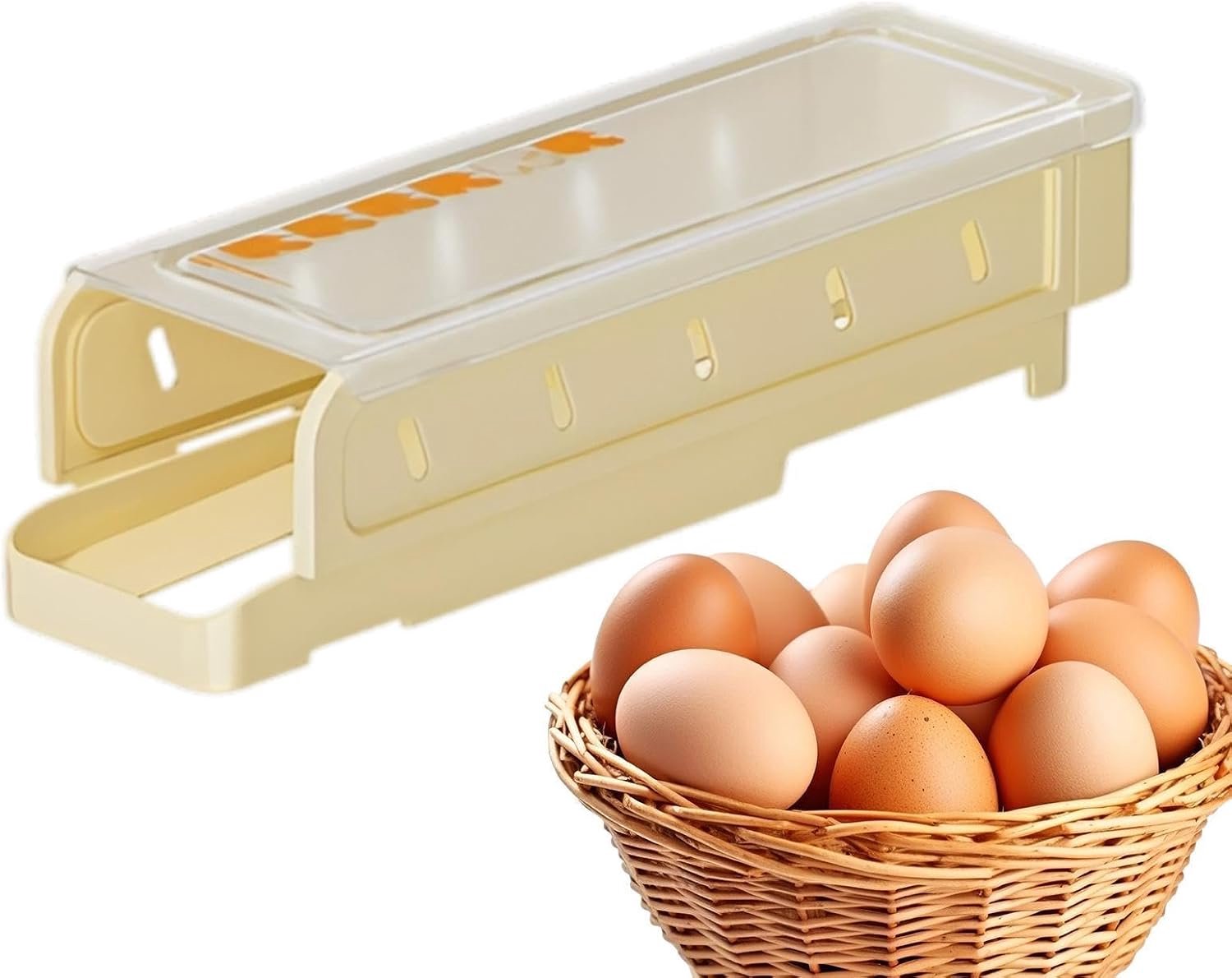Eierhouder voor koelkast, automatische schuiver, stapelbare eierdispenser, voor , bakkers, restaurant, boerderij, camper, kantoor, bereiding, maaltijden, keuken, dagelijks