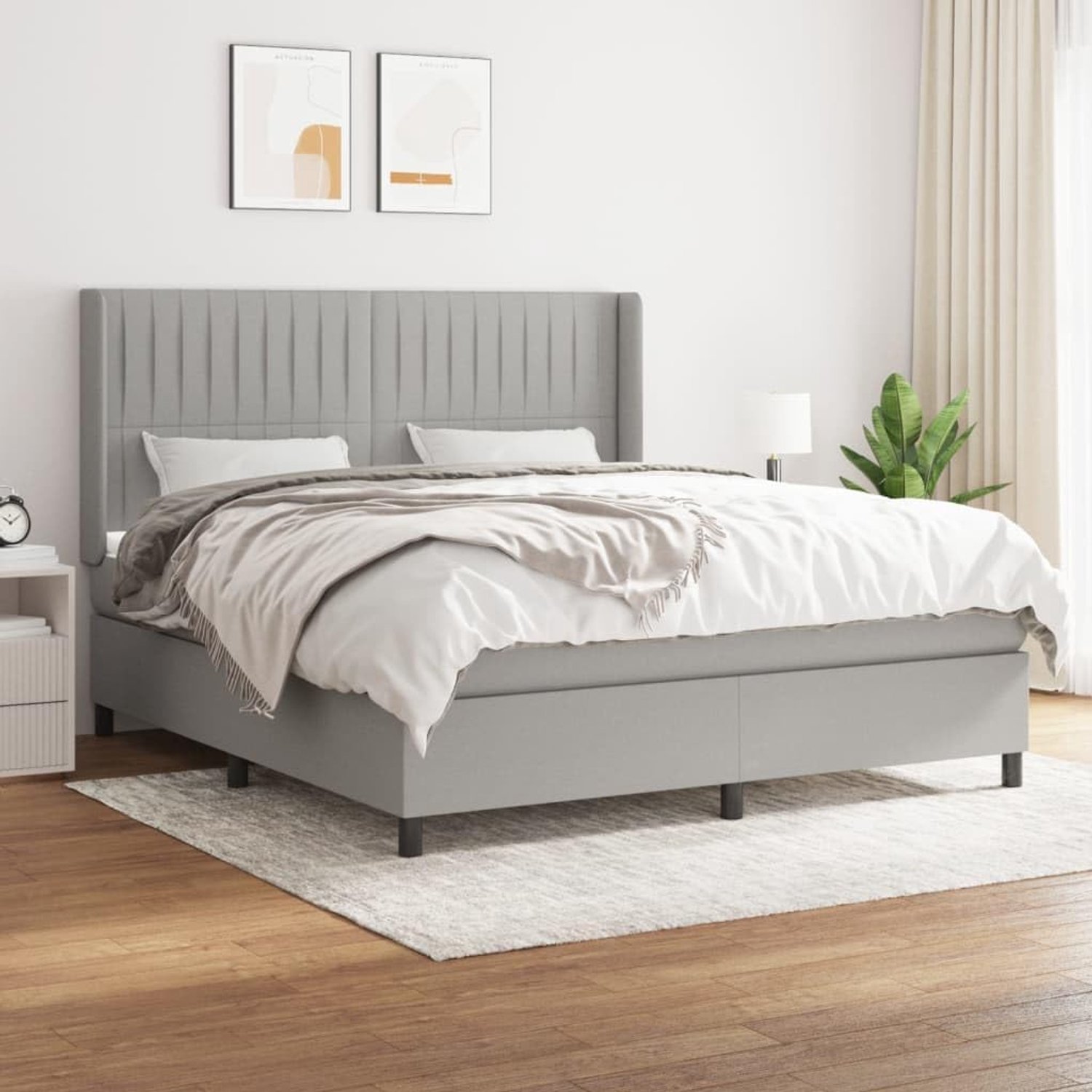 Hoofdbord pocketvering matras boxspring 160x200 cm lichtgrijs