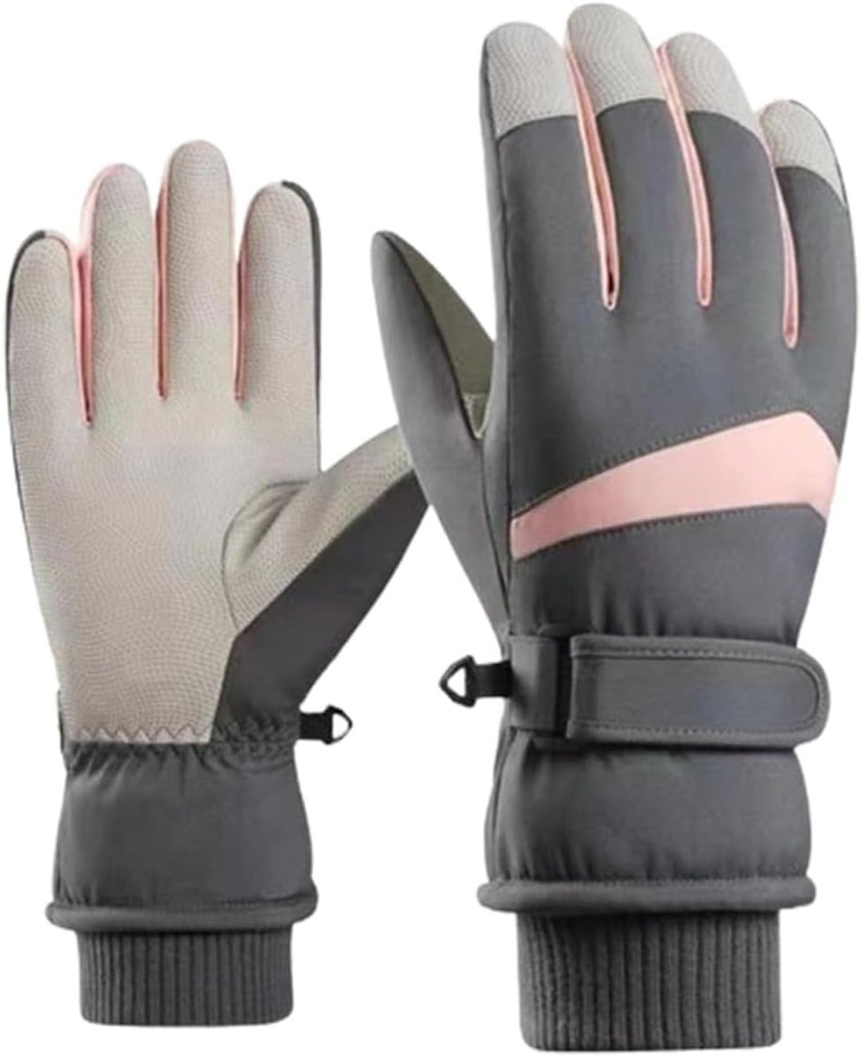 Dames Winter Ski Handschoenen Warm Winddicht & Touchscreen Grijs