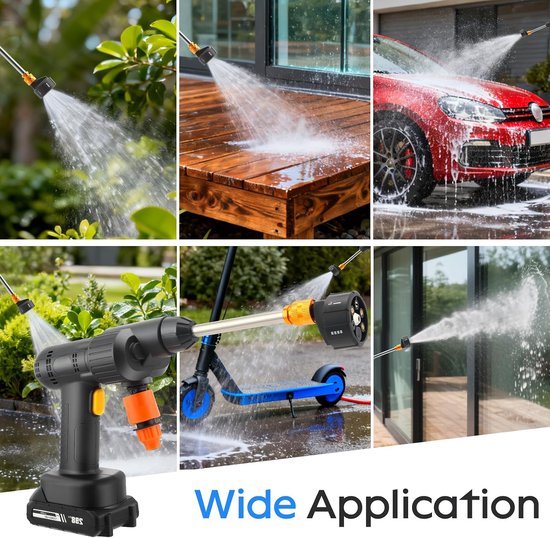21 V, draadloze hogedrukreiniger accu met 2 x 6000 mAh accu, 36 bar mobiele accu-hogedrukreiniger, 240 W krachtig, 4 l/min waterstroom, voor auto, terras, tuin, voegenreiniger — afbeelding 5