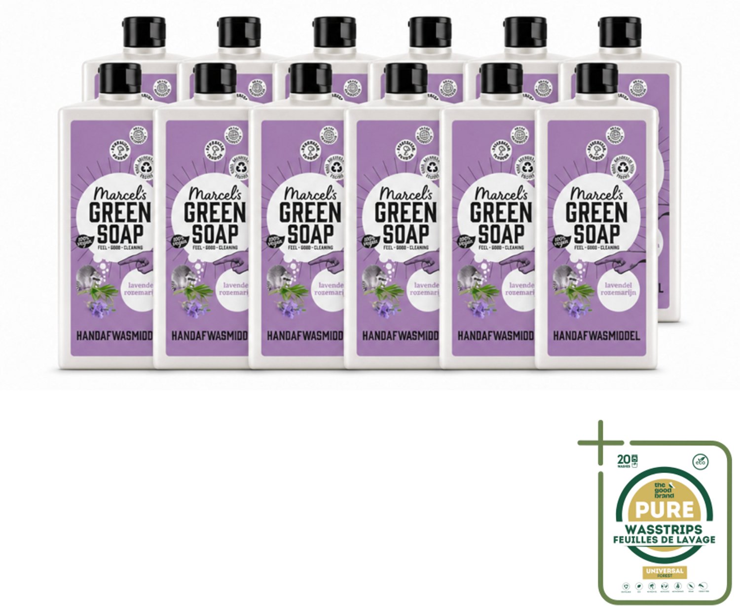12 x Marcel's Green Soap - Afwasmiddel - Lavendel & Rosemarijn - Voor dagelijks gebruik - 500 ml - Wasstrips - Afwasmiddel Lavendel En Rozemarijn - Natuurlijk Afwasmiddel - Vegan Afwasmiddel - Biologisch Afbreekbaar Afwasmiddel - Milde Afwas