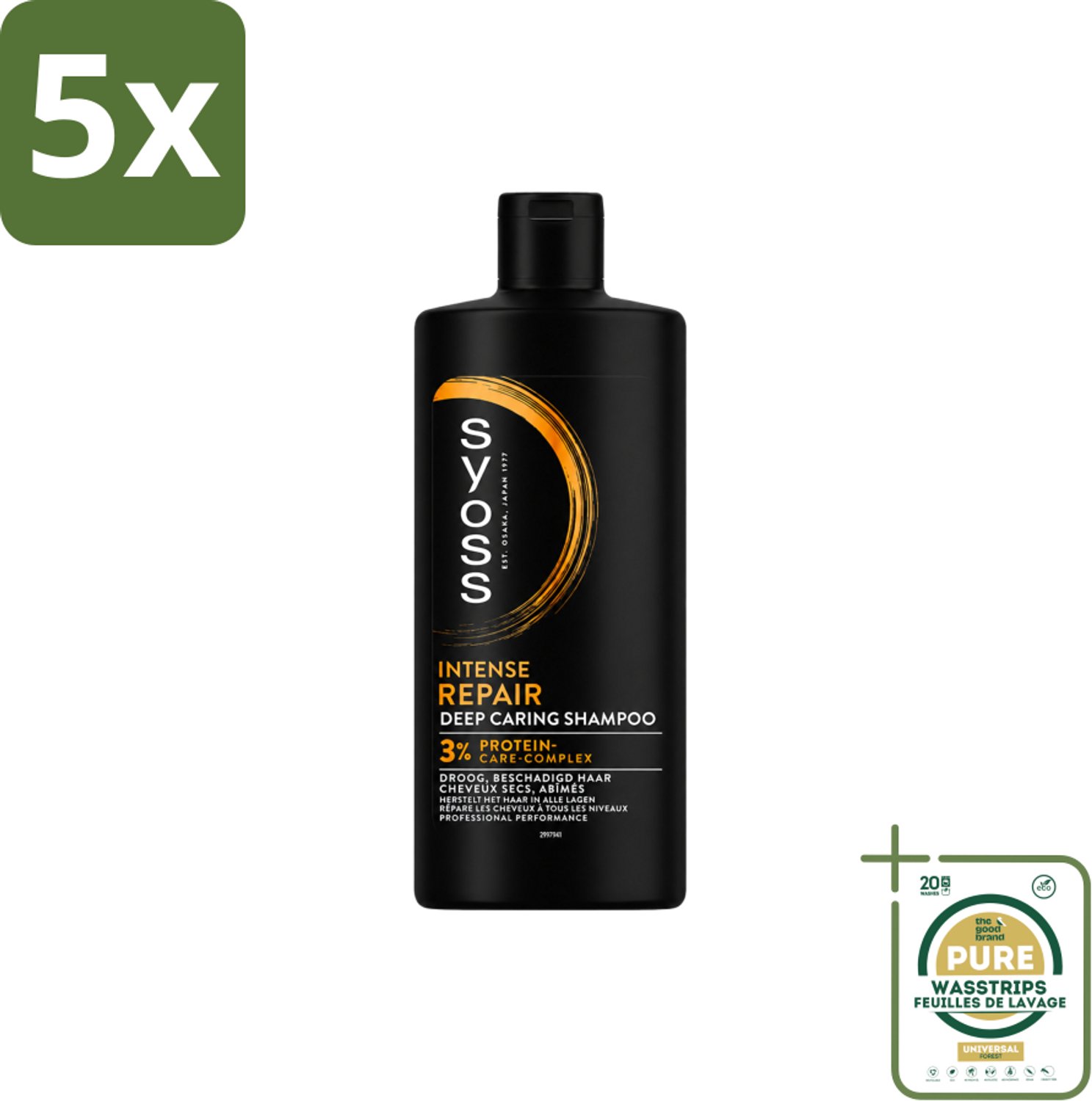 5 x SYOSS - Repair 440 ml - Shampoo - Herstellende Formule - 440ml - Wasstrips - Herstel Haar - Beschadigd Haar - Droog Haar - Haar Herstel - Haar Verzorging