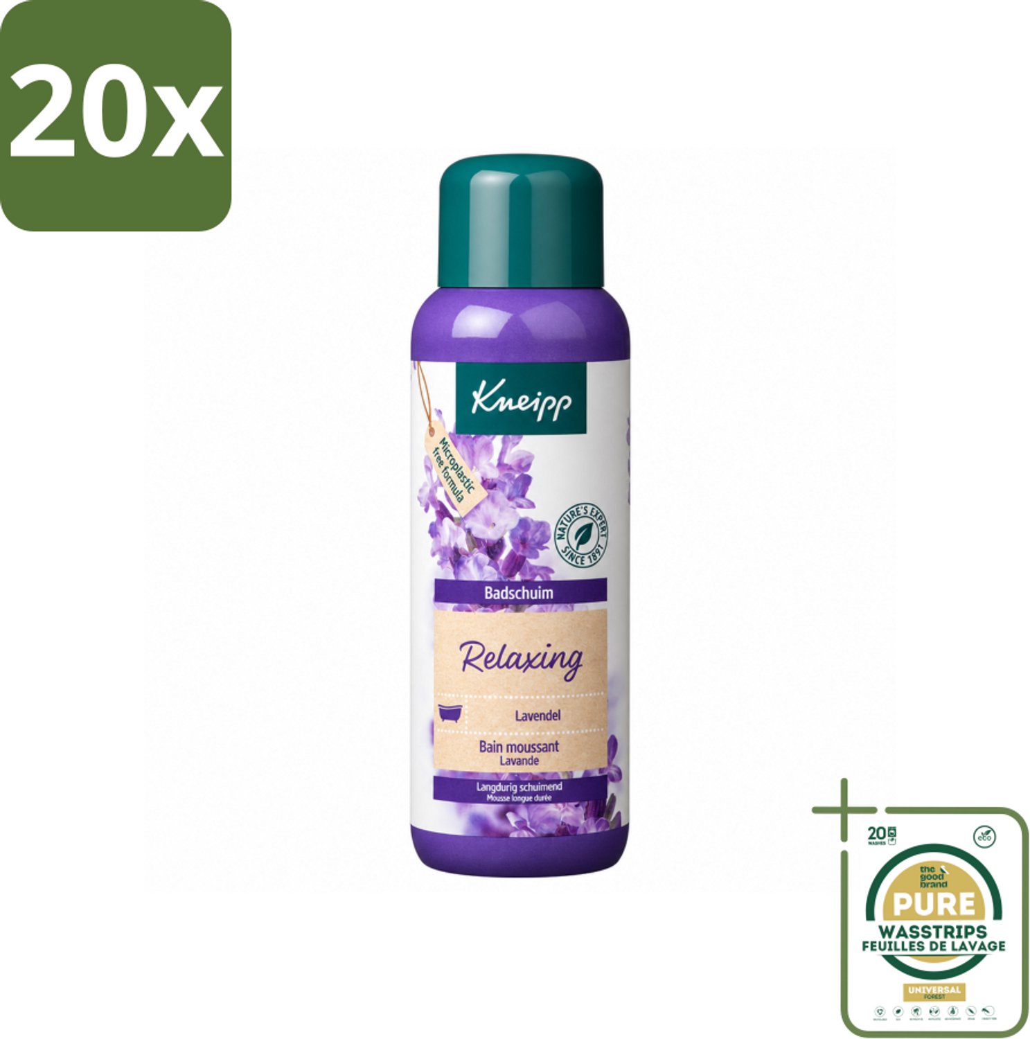 20 x Kneipp - Badschuim - Lavendel - Bloemige geur - 400 ml - Wasstrips - Badshuim - Ontspanning - Lavendel - Badgeur - Natuurlijke Badproducten