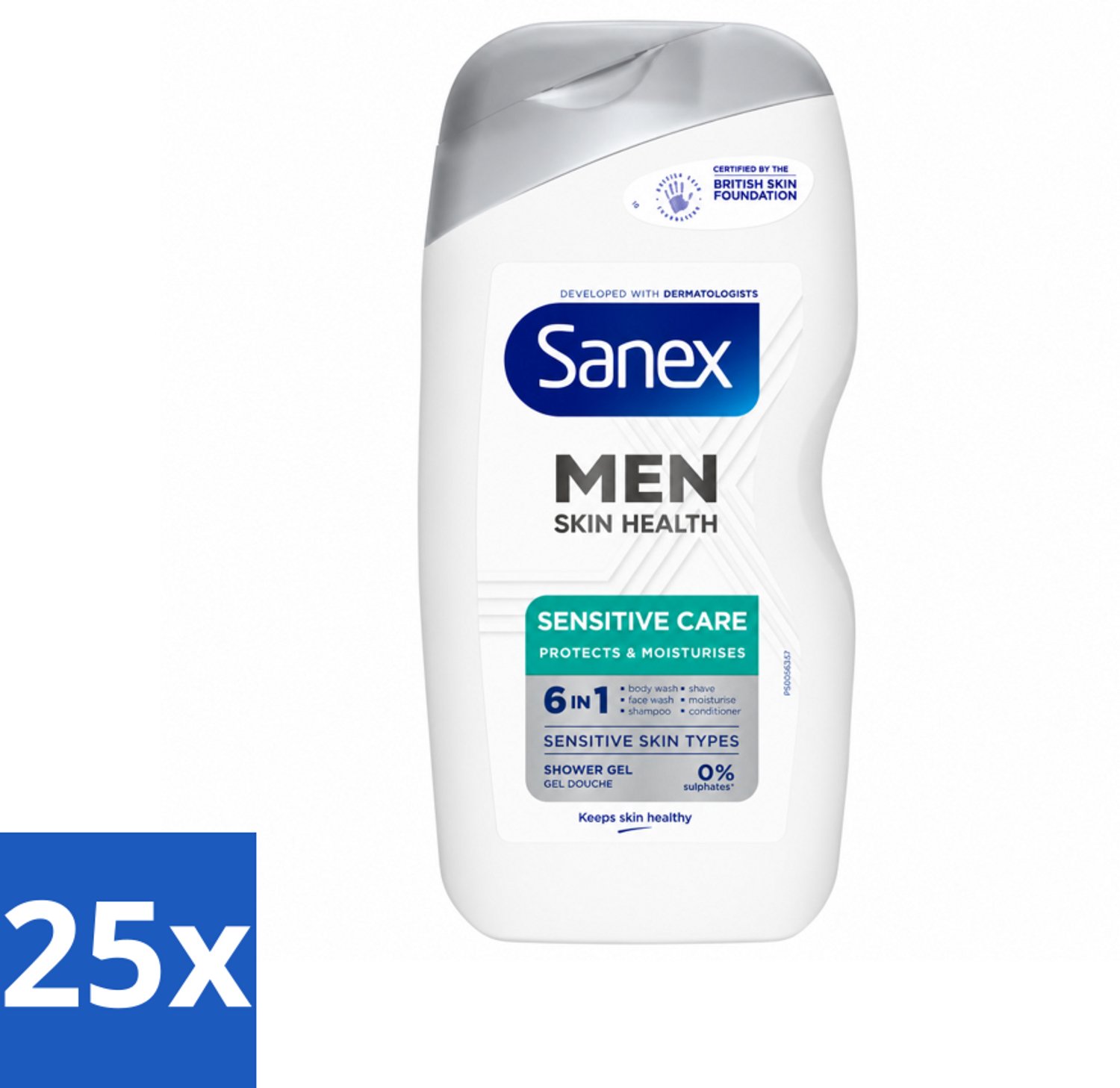 25 x Sanex – Douchegel – Men Sensitive – 400 ml - Voordeelverpakking - 25 stuks
