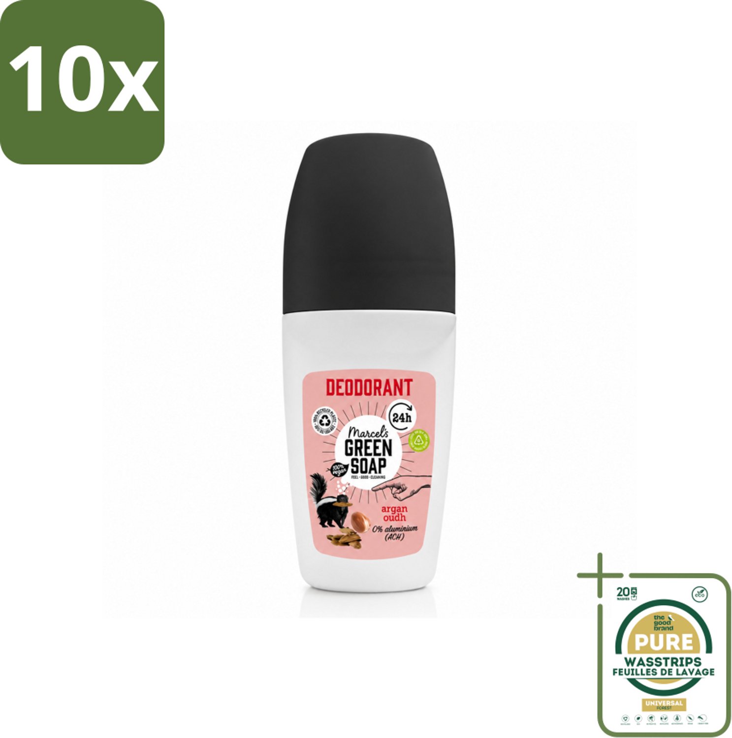 10 x Marcel's Green Soap - Deodorant Roller - Argan & Oudh - Langdurige frisheid - 50 ml - Wasstrips - Deodorant - Argan En Oudh - Geur - Huidverzorging - Langdurige Frisheid