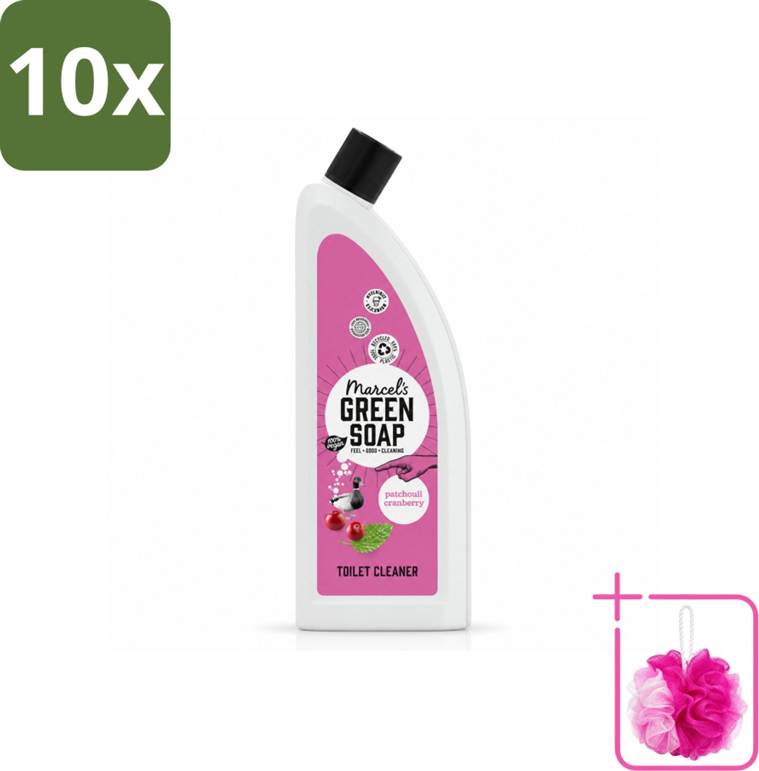 10 x Marcel's Green Soap - Toiletreiniger - Patchouli & Cranberry - Krachtige frisheid - Bulkverpakking - Toiletreiniger - Douchemop - Natuurlijke toiletreiniger