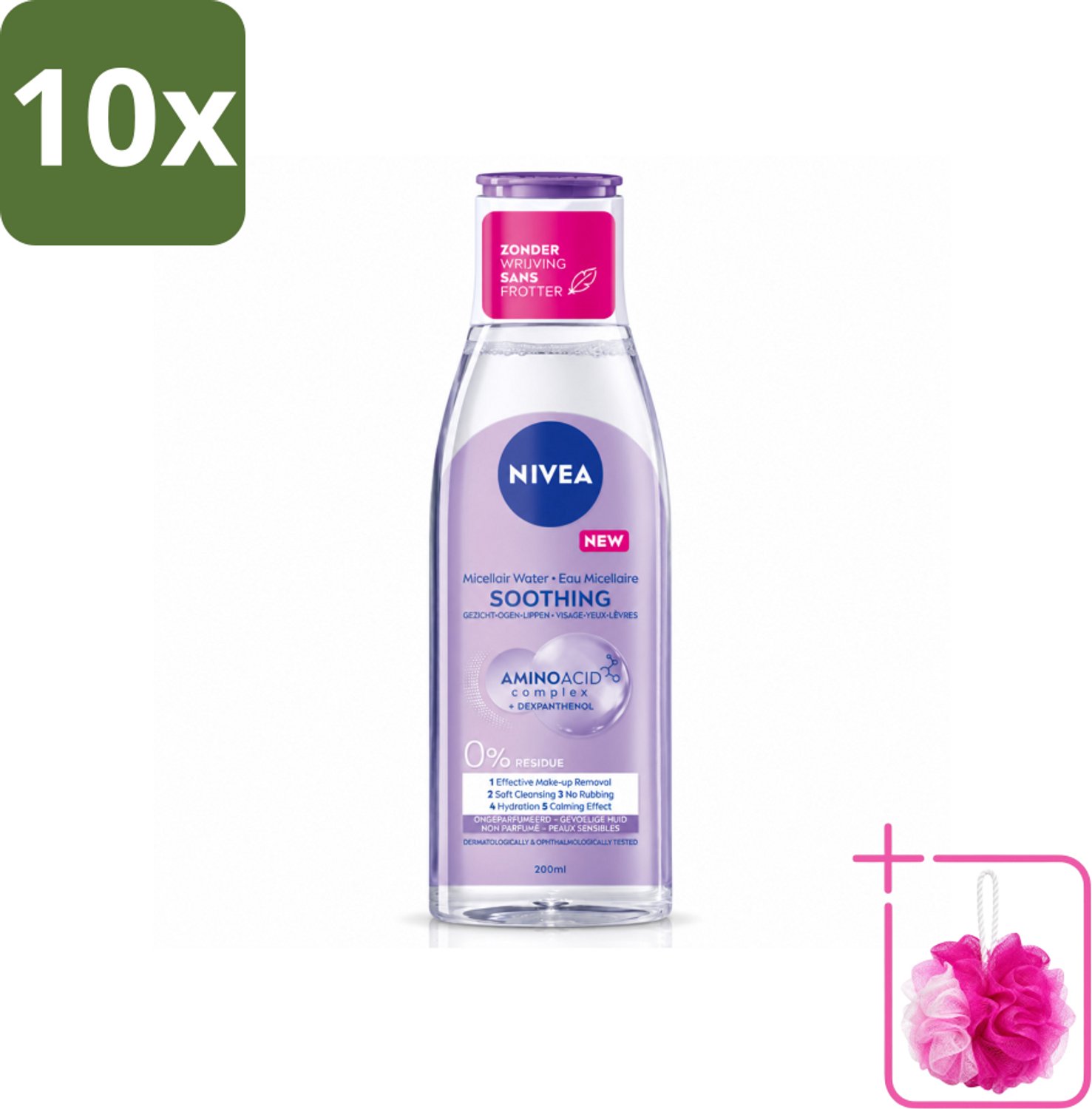 10 x NIVEA - Micellair Water - Gevoelige Huid - Anti-Restant - Verwijdert Waterbestendige Make-up - 200 ml - Bulkverpakking - Micellair water - Douchemop - Gevoelige huid