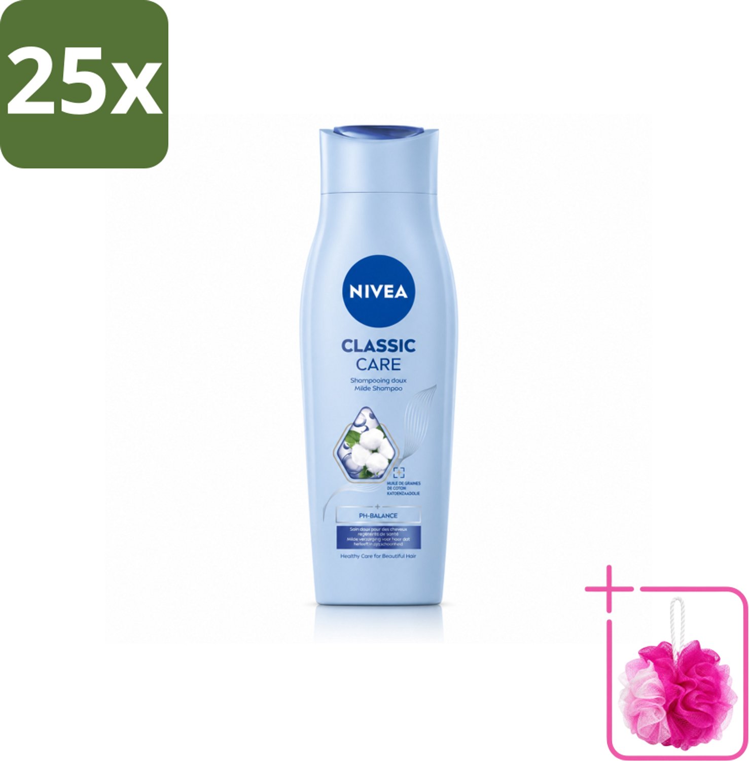 25 x NIVEA - Shampoo - Klassieke Verzorging - Gezonde Zorg - Glanzend Haar - 250 ml - Bulkverpakking - Shampoo voor haar - Douchemop - Verzorgend shampoo