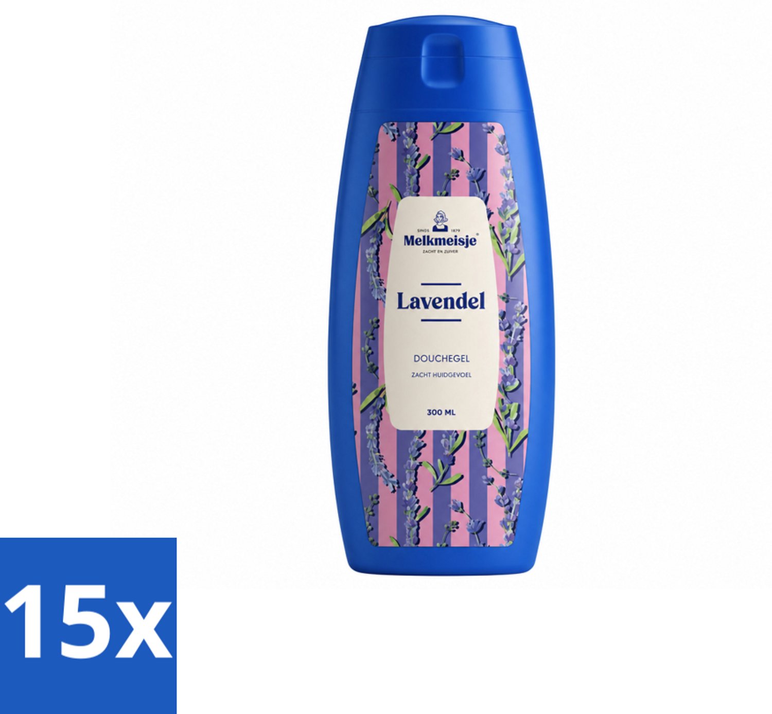 15 x Melkmeisje – Douchegel – Lavendel – Zacht Huidgevoel – 300 ml - Voordeelverpakking - 15 stuks