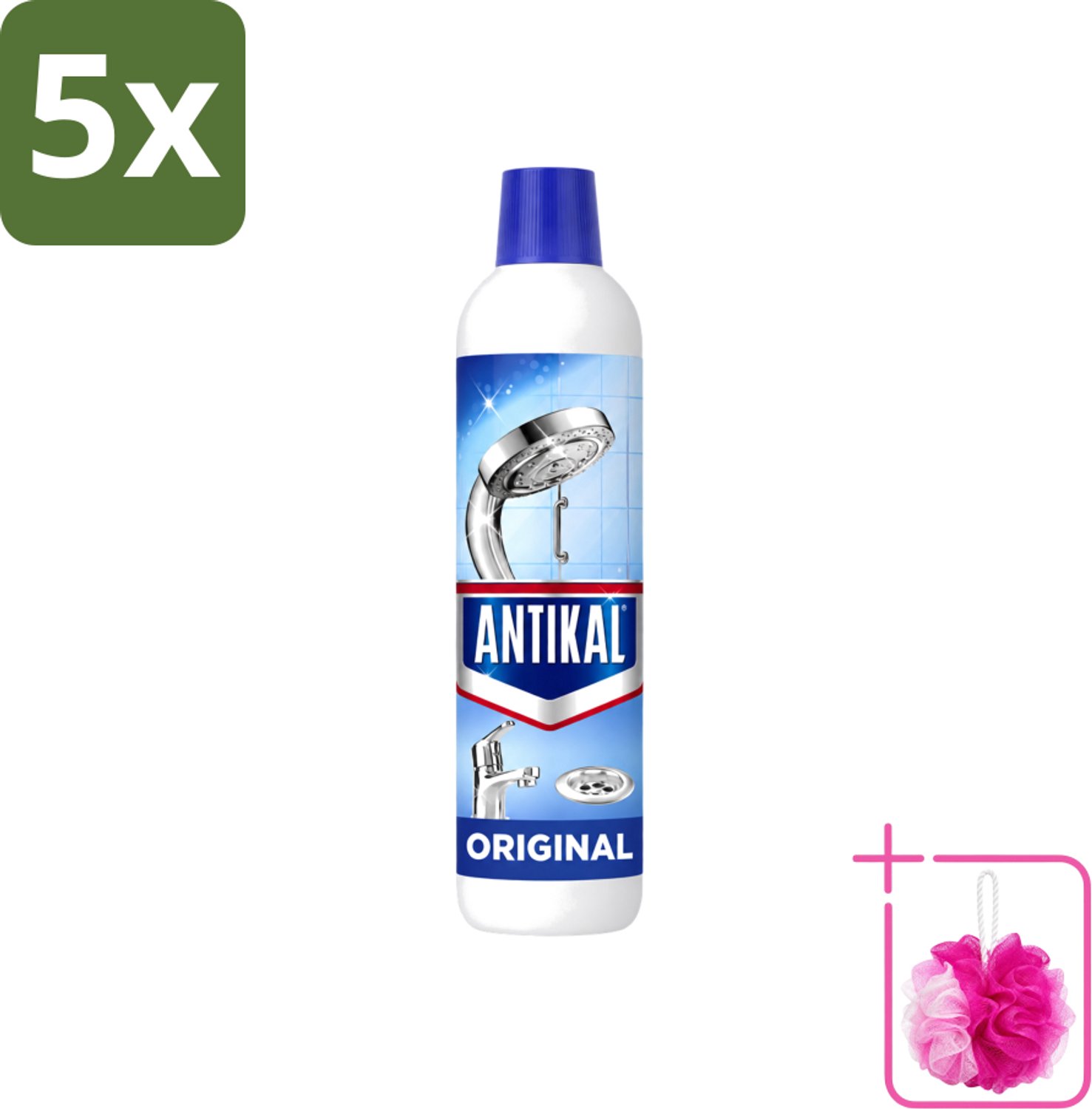 5 x Antikal Original Gel - Kalkreiniger - Extra Hechting - Diepwerkend - 750 ml - Bulkverpakking - Kalkreiniger - Douchemop - Kalkaanslag
