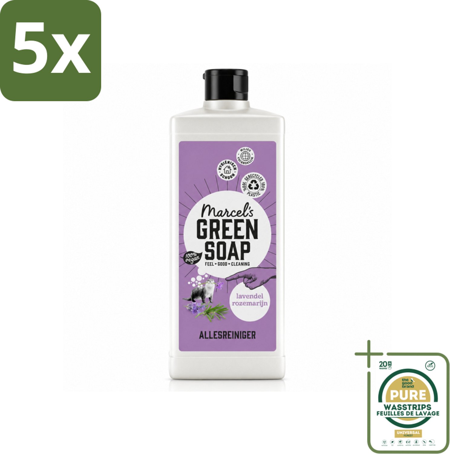 5 x Marcel's Green Soap - Allesreiniger - Lavendel & Rozemarijn - Natuurlijk & effectief - 750 ml - Wasstrips - Allesreiniger - Natuurlijke Reiniger - Reinigingsmiddel - Huishoudelijke Reiniger - Reinigen
