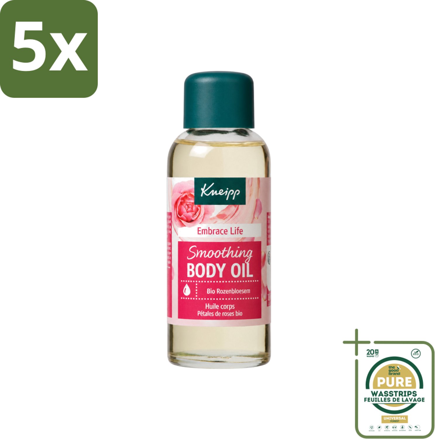 5 x Kneipp - Huidolie - Embrace Life - Anti‑Aging verzorging - 100 ml - Wasstrips - Huidverzorging - Anti-aging - Droge Huid - Rijpe Huid - Huidolie