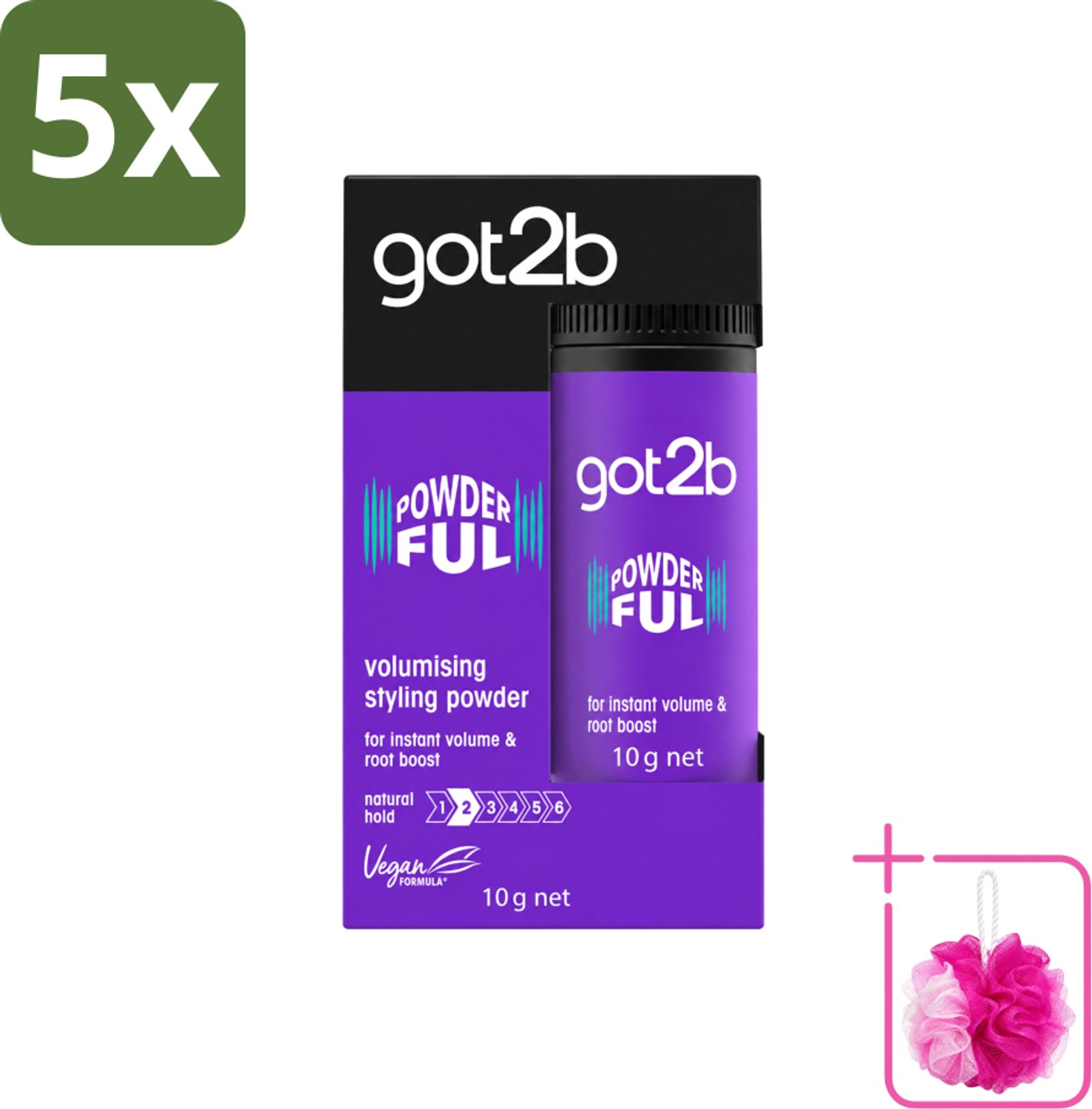 5 x Got2B - Stylingpoeder - Powderful - 10 g - Bulkverpakking - Haar volume - Douchemop - Haarkleur