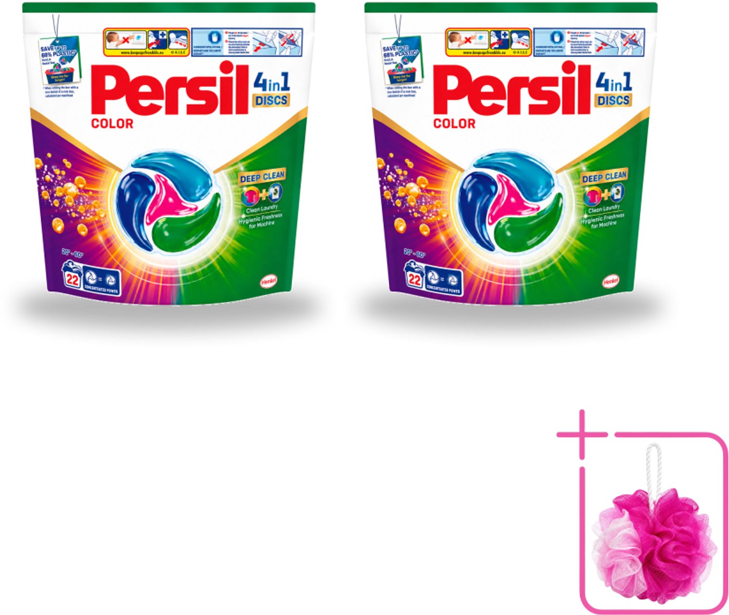 2 x Persil - Wasmiddel - Wasmiddelcapsules Discs Gekleurde Was - Voor Gekleurde Was - 22 wasbeurten - Bulkverpakking - Wasmiddel - Douchemop - Wascapsules