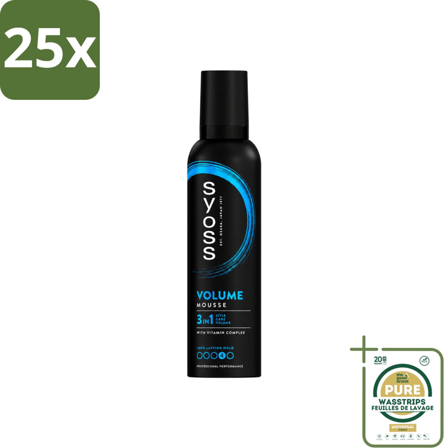 25 x Syoss - Volume - Haarmousse - Langdurige Volume - 250 ml - Wasstrips - Haarmousse Volume - Haarmousse Salonkwaliteit - Haarmousse Voor Fijn Haar - Haarmousse Voor Lift - Haarmousse Voor Body