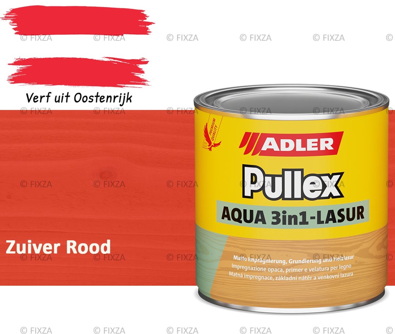 ADLER Pullex Aqua 3in1 Houtbeits Buiten – Transparante Beits – Zuiver Rood – 750ml – Impregneer, Grond- & Eindlaag in 1