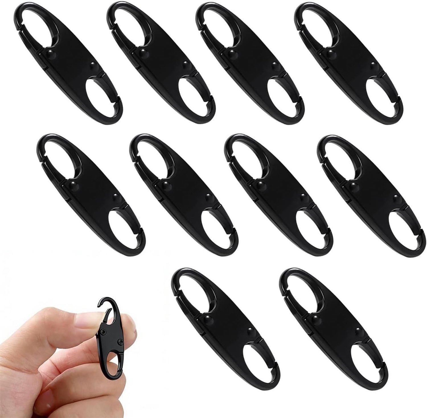 Diefstalbeveiliging met ritssluitingclips - 10 stuks anti-diefstalsluitingen voor rugzakken, bagage en handtassen, ideale reisaccessoires in zwart