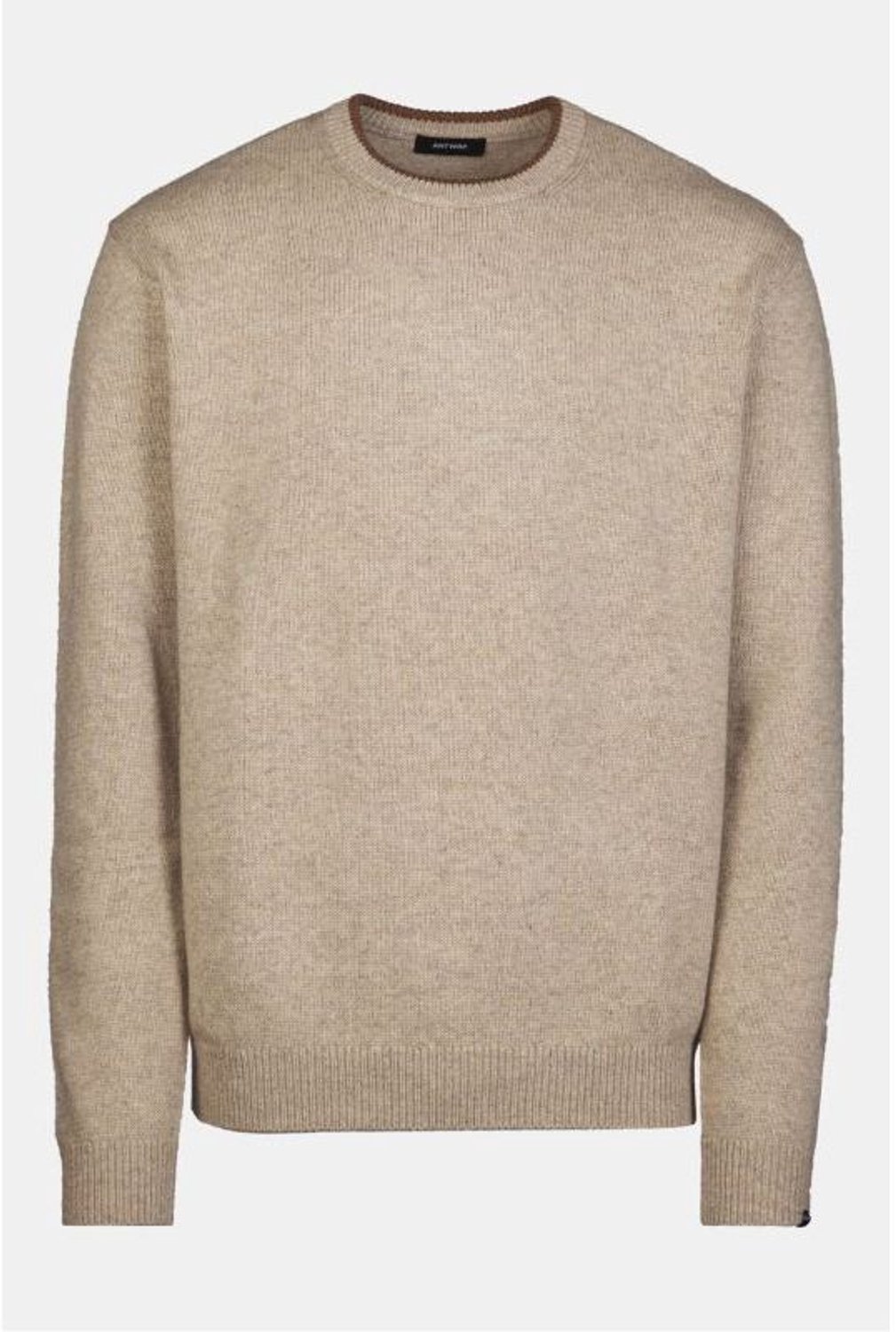 Antwrp trui beige met ronde hals en contrastrand voor heren - XL (42)