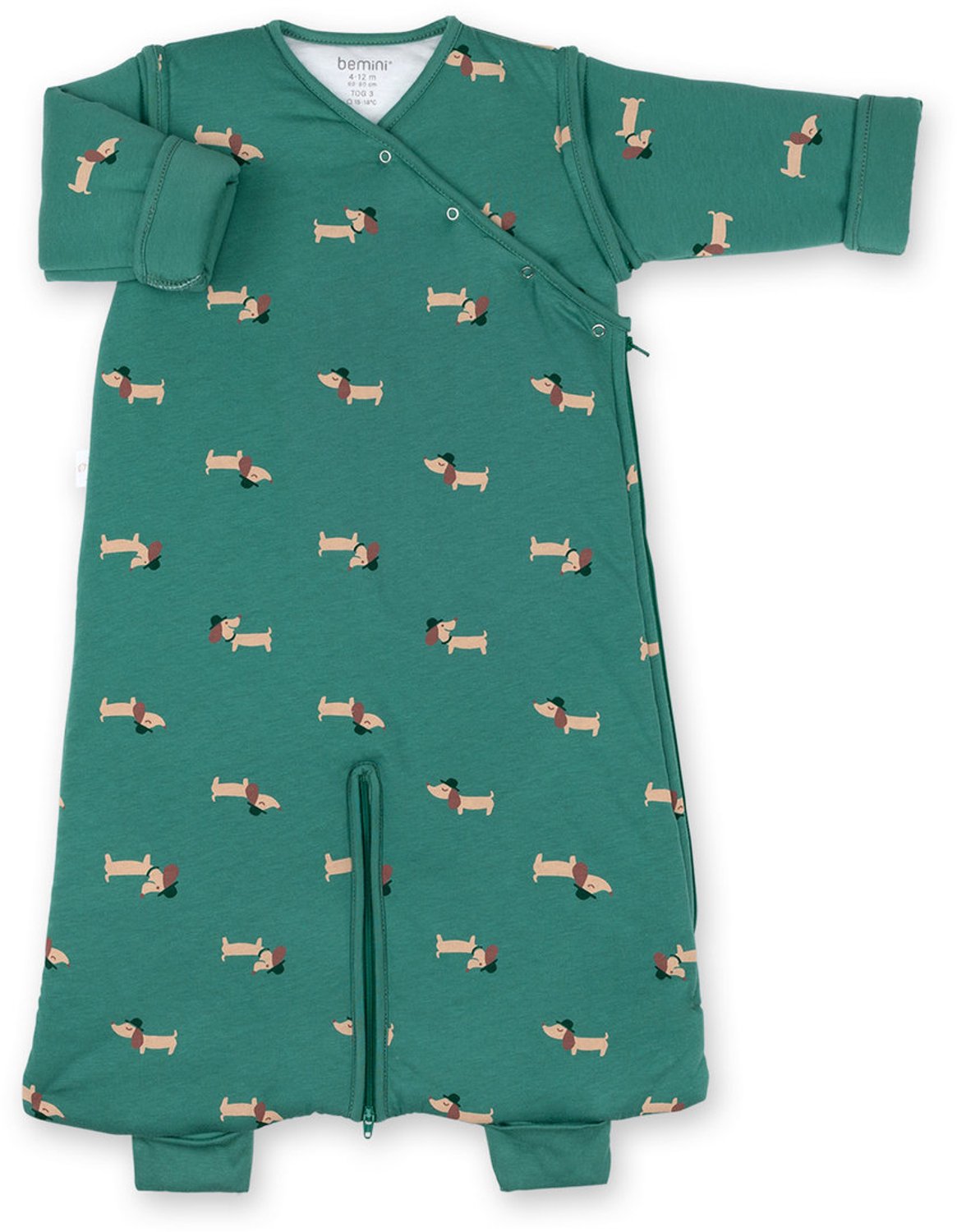 BEMINI Babyslaapzak - MAGIC BAG 4-12m - TOG 3 - Warm cocon - Wouff spinach