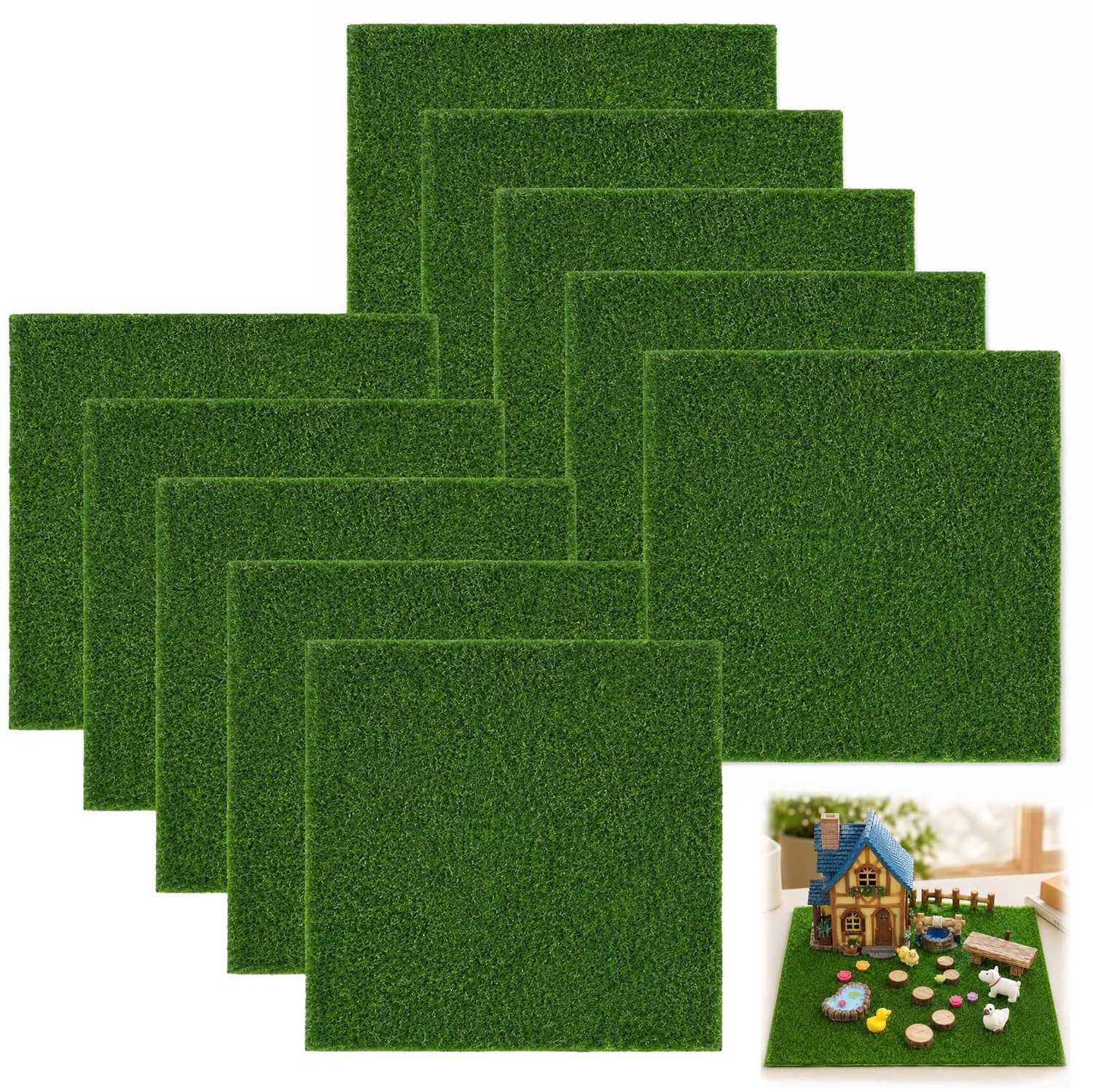 Set van 10 Mini Kunstgras voor Knutselen en Miniatuurtuin Decoratie
