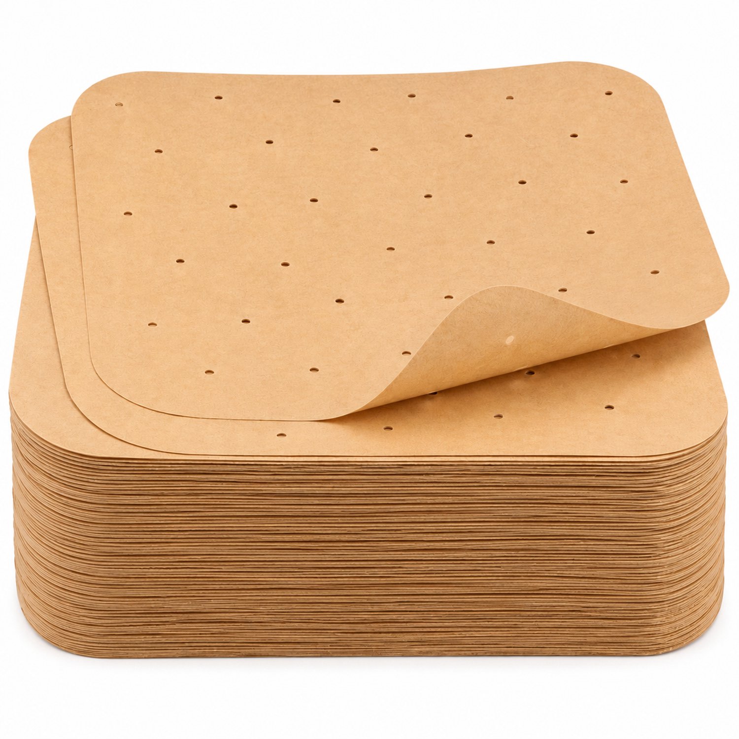 Consumerce® Airfryer Bakpapier - 400 Stuks - Bakpapier voor Airfryer XL/XXL - Vierkant 23 x 23 cm - Geperforeerde Bakpapiervellen - Bruin