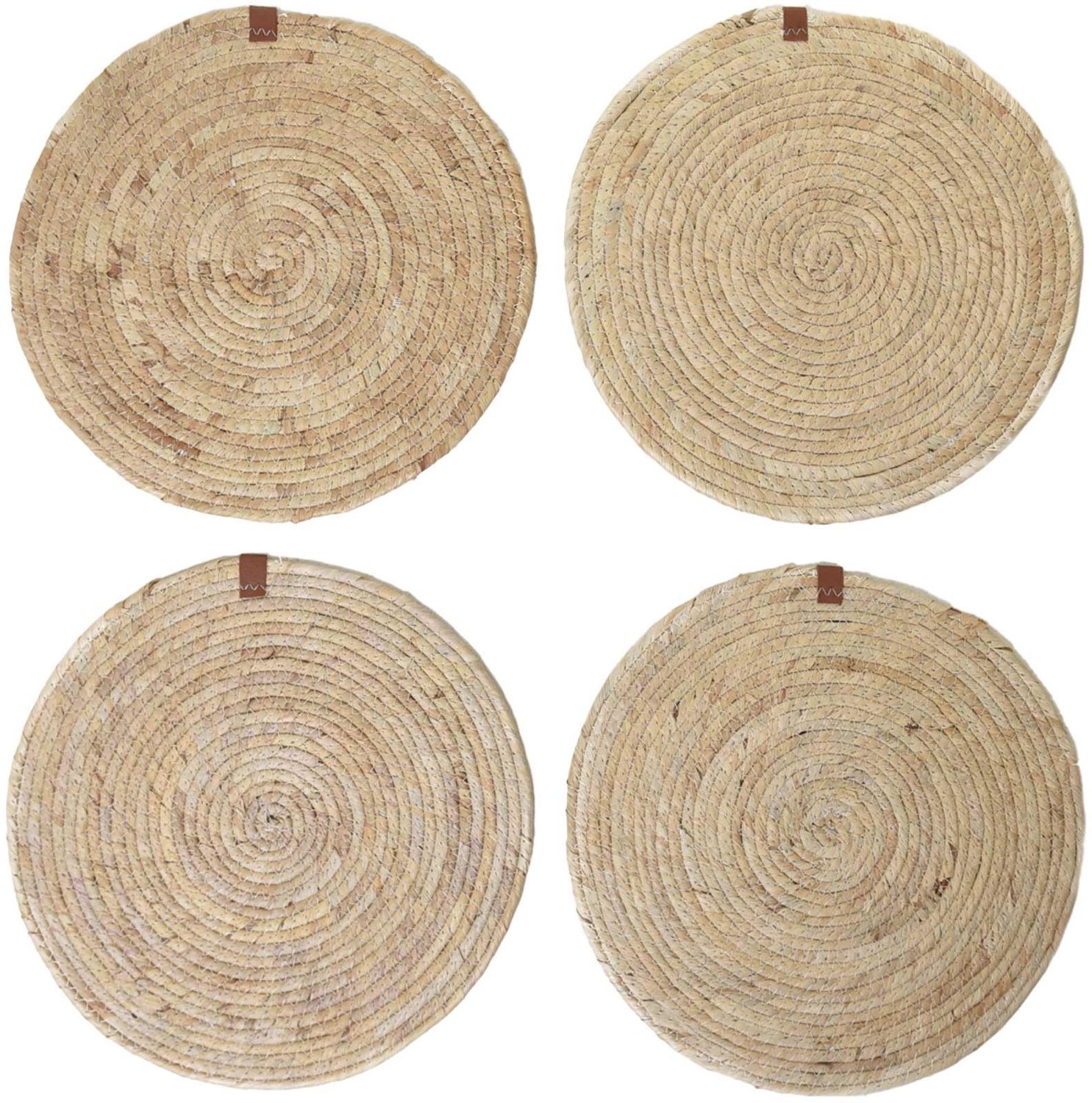 Set van 4 Ronde Tafelmats van Natuurlijk Maisblad
