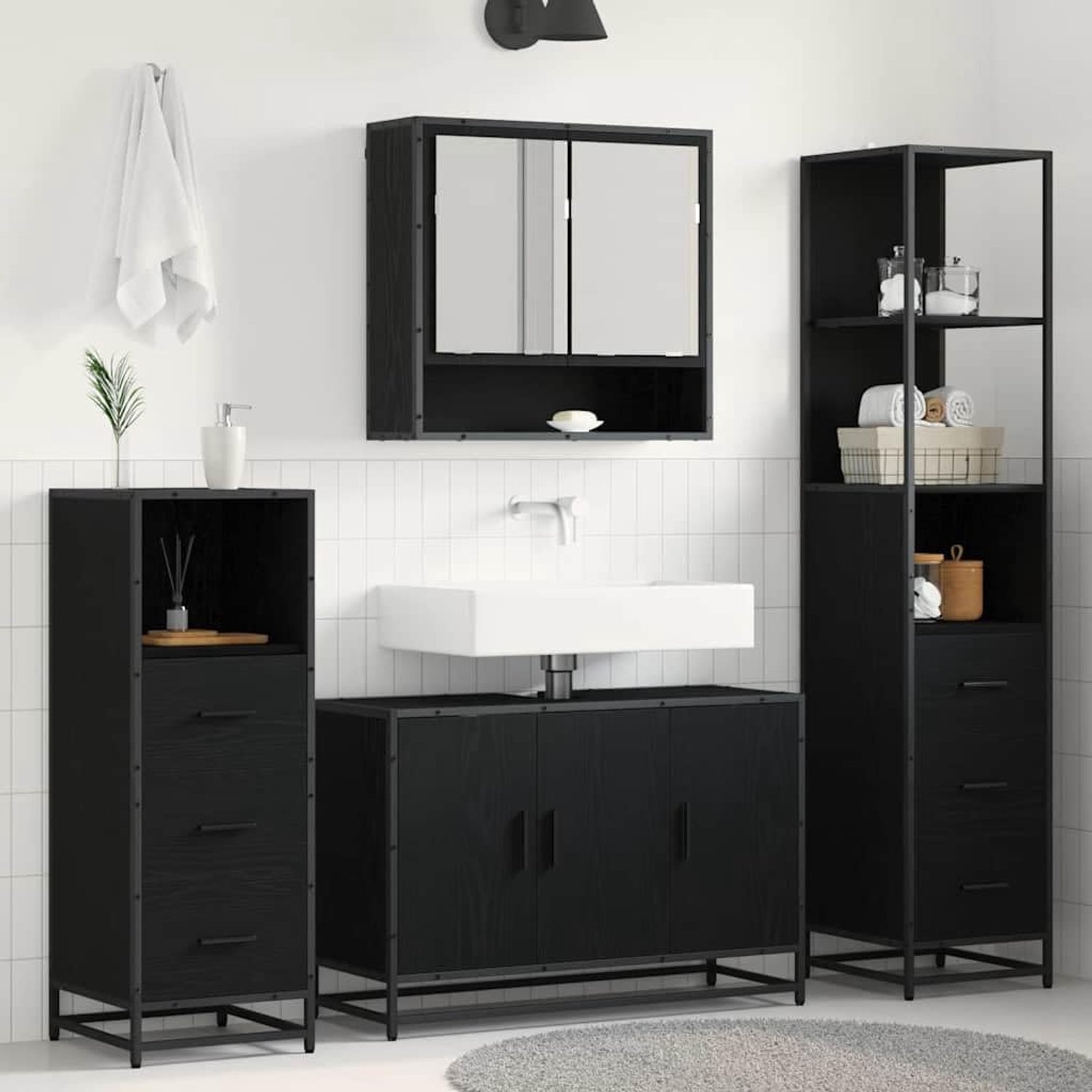 Badkamermeubelset 3 STK. Oud hout 90 x 33 x 60 cm
