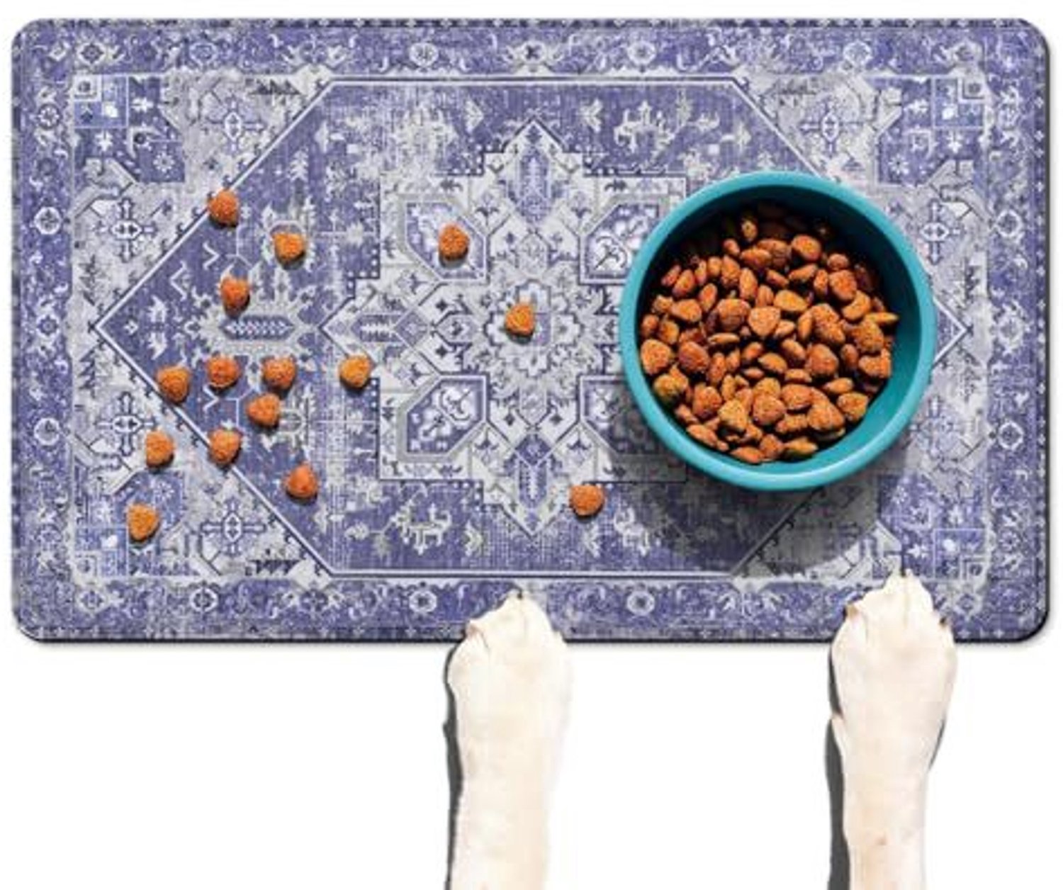 Huisdiermat – Voermat voor honden – Absorberende mat – Mat voor voer- en drinkbakken – Sneldrogend (houdt de voerplek droog en schoon) – Antislip – Eenvoudig dagelijks te reinigen (veeg het oppervlak simpelweg af met een vochtige doek)-40 x 50 cm