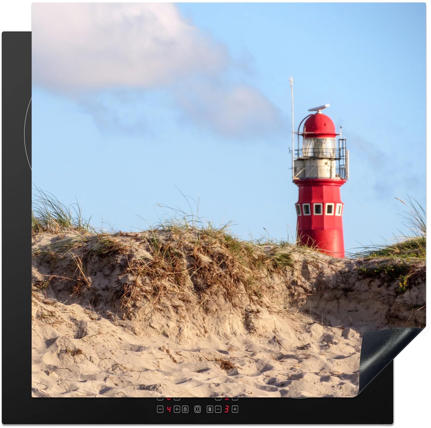 Inductiemat met Strandthema en Vuurtoren - 78x78cm
