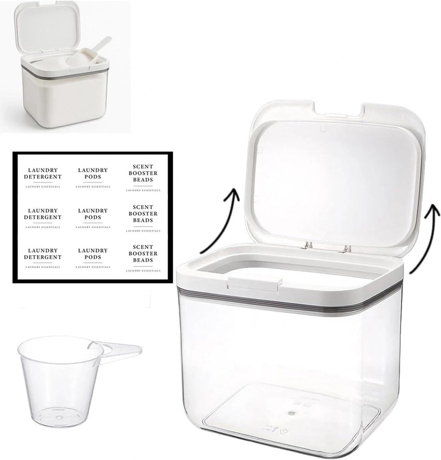 Opslagdoos voor Wasmiddel met Luchtdichte Deksel - Transparante 4.5L Box voor Waspoeder, Geuren en Hondenvoer