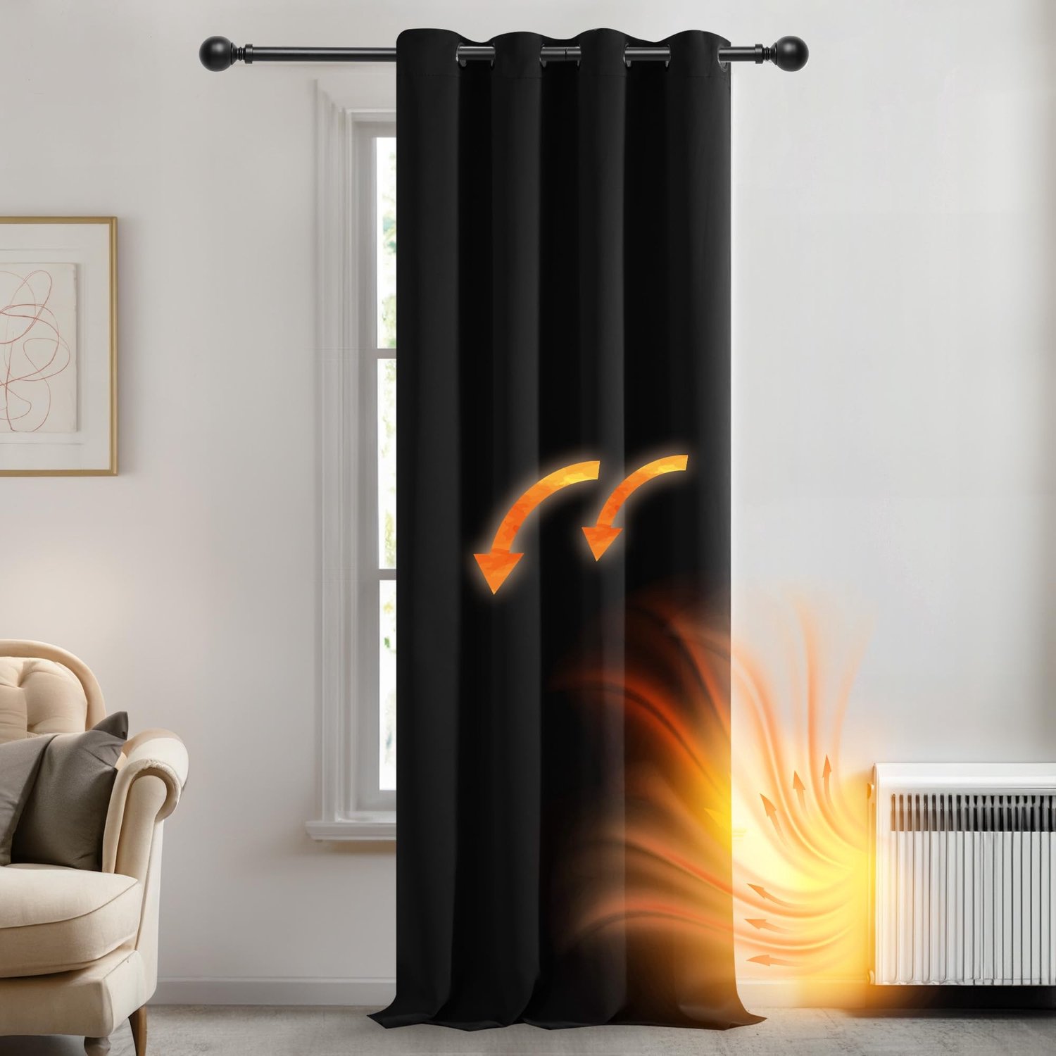 Zwarte Blackout Gordijn 140x240cm met Oogjes
