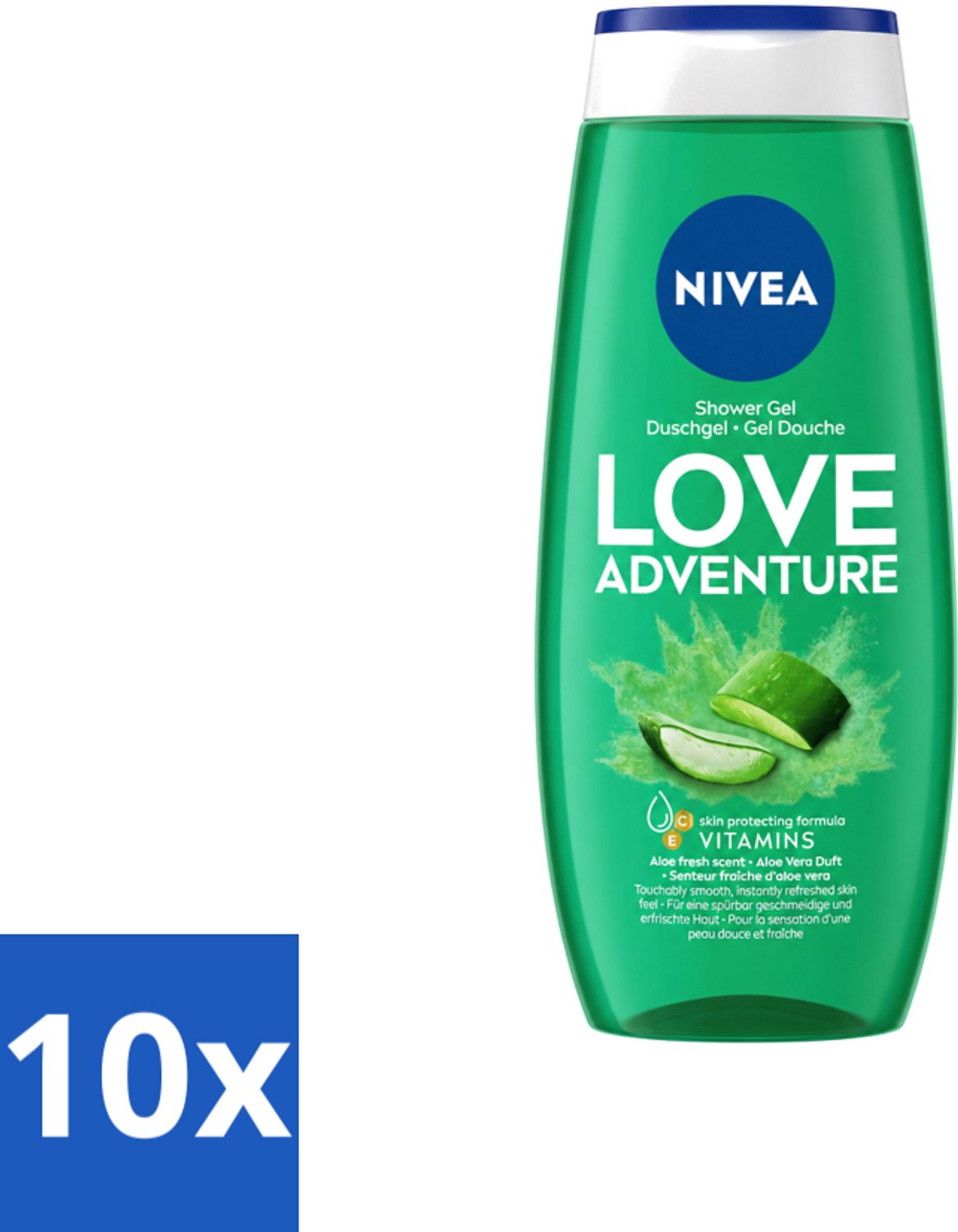 10 x Nivea - Love Adventure Douchegel - Huidbeschermend - 250 ml - Voordeelverpakking - 10 stuks