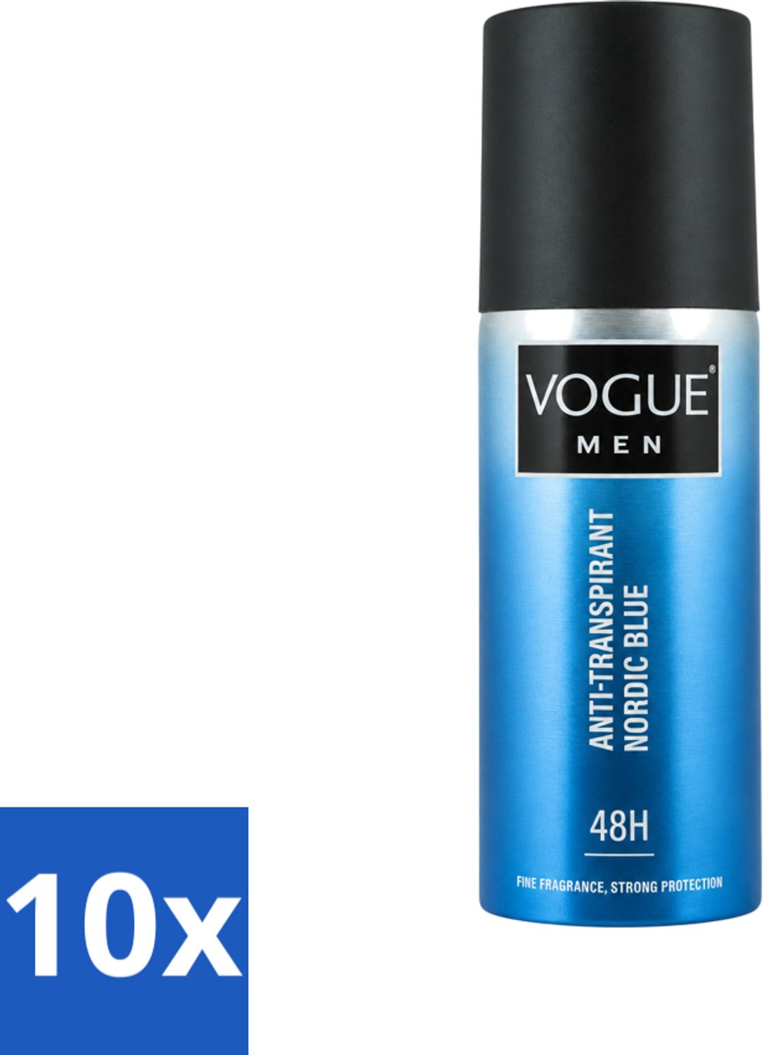 10 x Vogue Men - Nordic Blue - Deodorant Spray - Anti-transpirant - 150 ml - Voordeelverpakking - 10 stuks